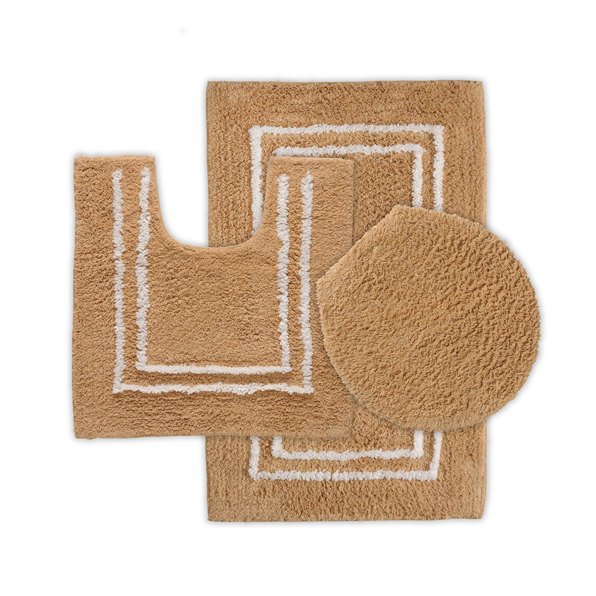 Tufted Cotton Bath Rugs (Set of 3) - Tan