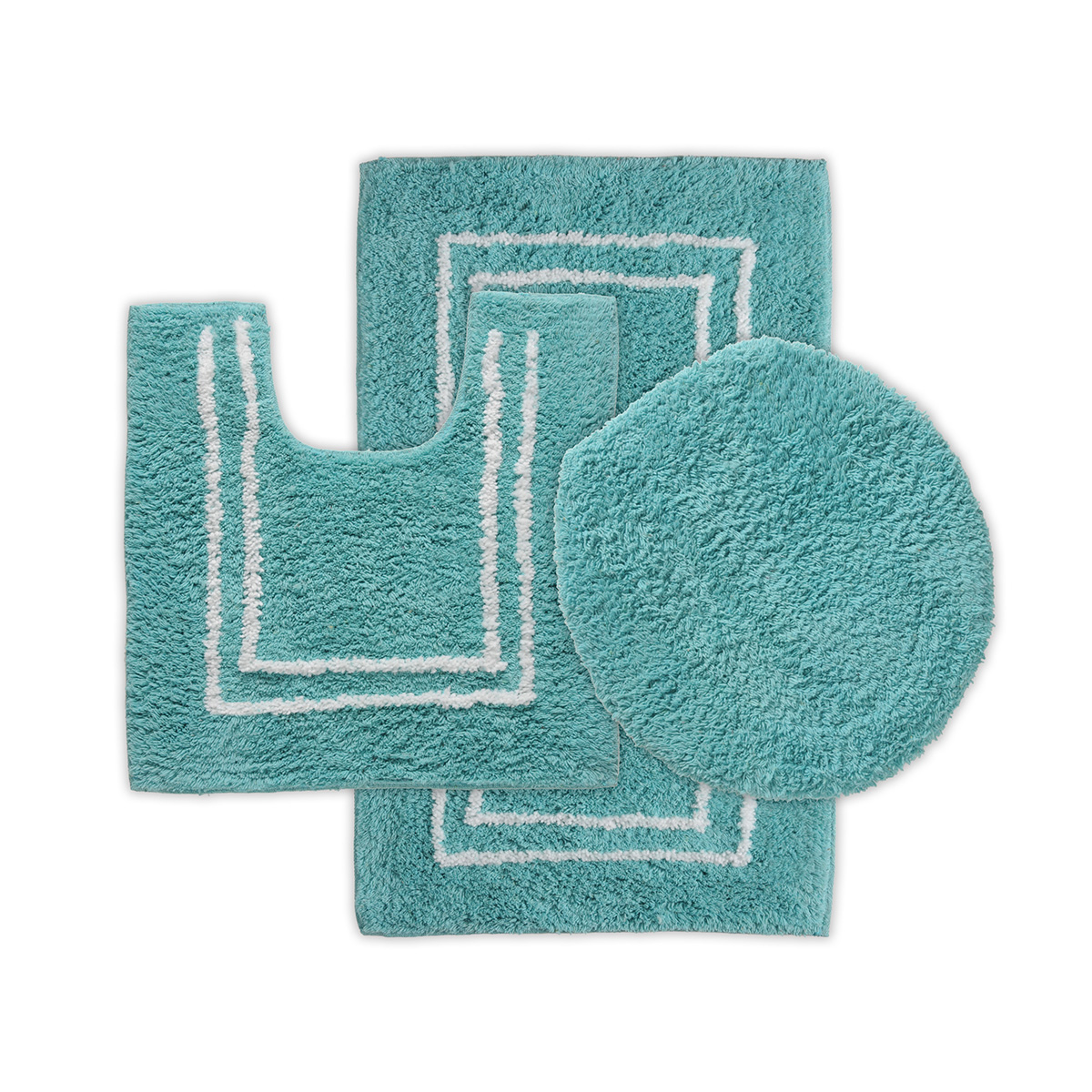 UntilGone – Tufted Cotton Bath Rugs (Set of 3) – Teal