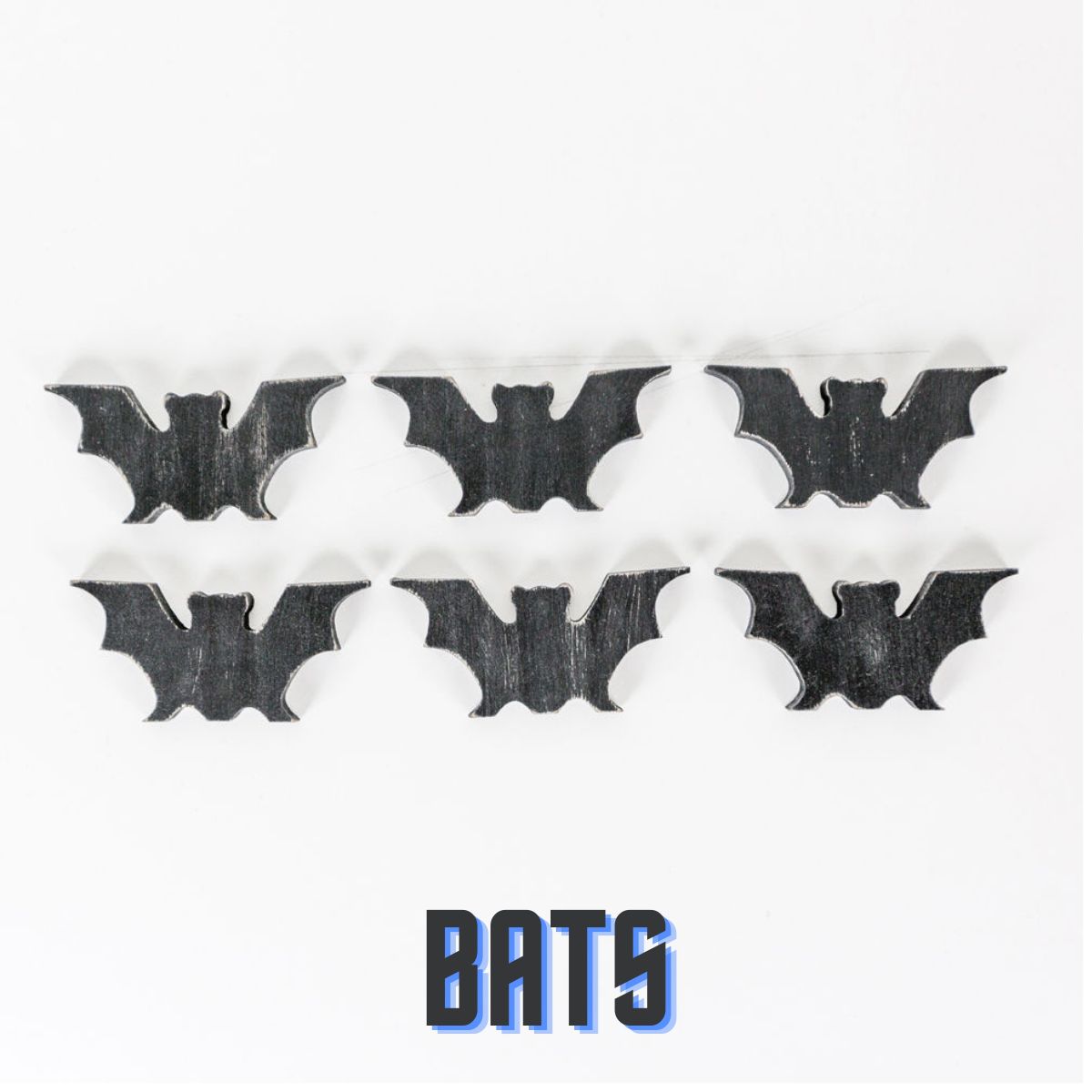 Chunky-Shaped Wooden Refrigerator Magnets (Set of 6) - Bats