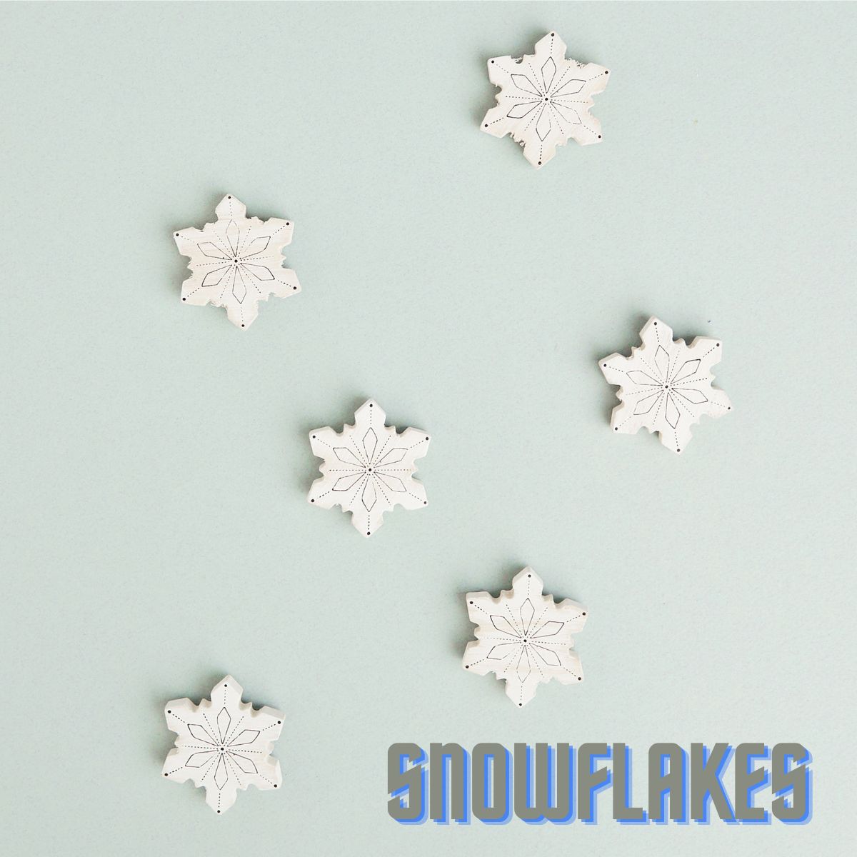 Chunky-Shaped Wooden Refrigerator Magnets (Set of 6) - Snowflakes