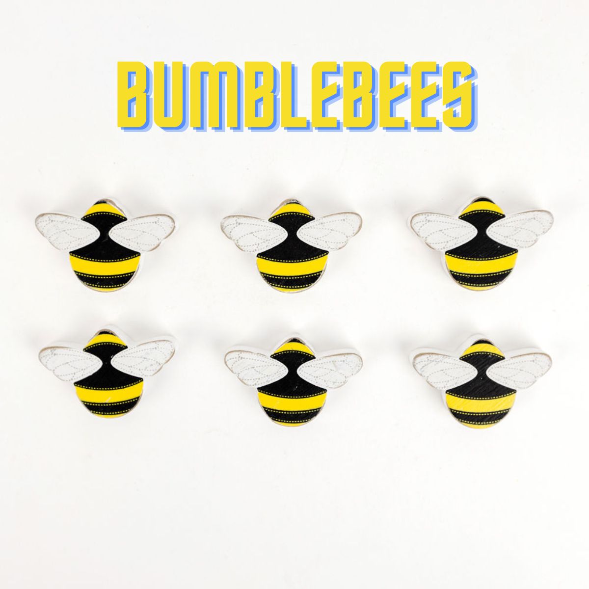 Chunky-Shaped Wooden Refrigerator Magnets (Set of 6) - Bumblebees