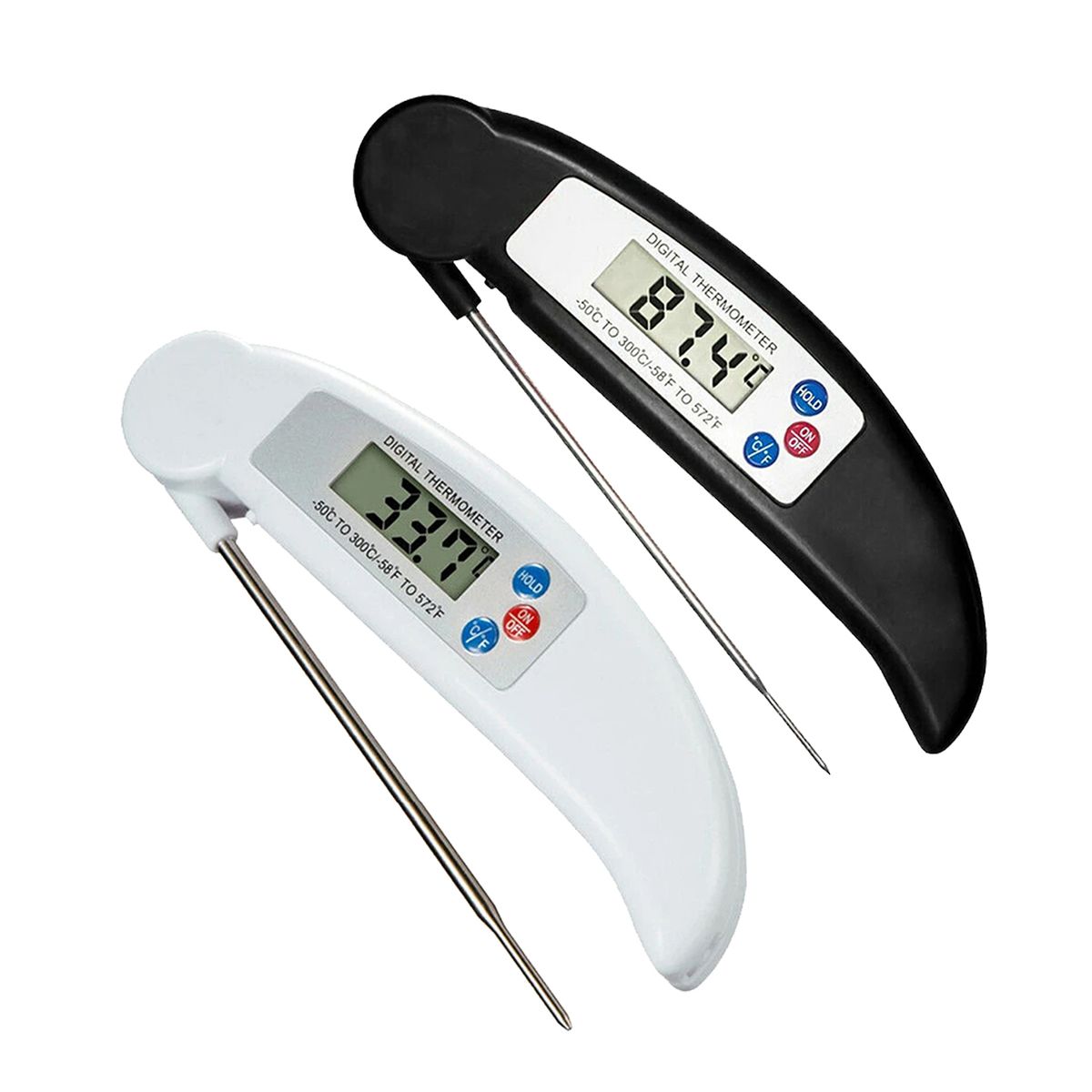 ProThermo Instant-Read Digital Meat and Poultry Thermometer (2-Pack) - Black and White