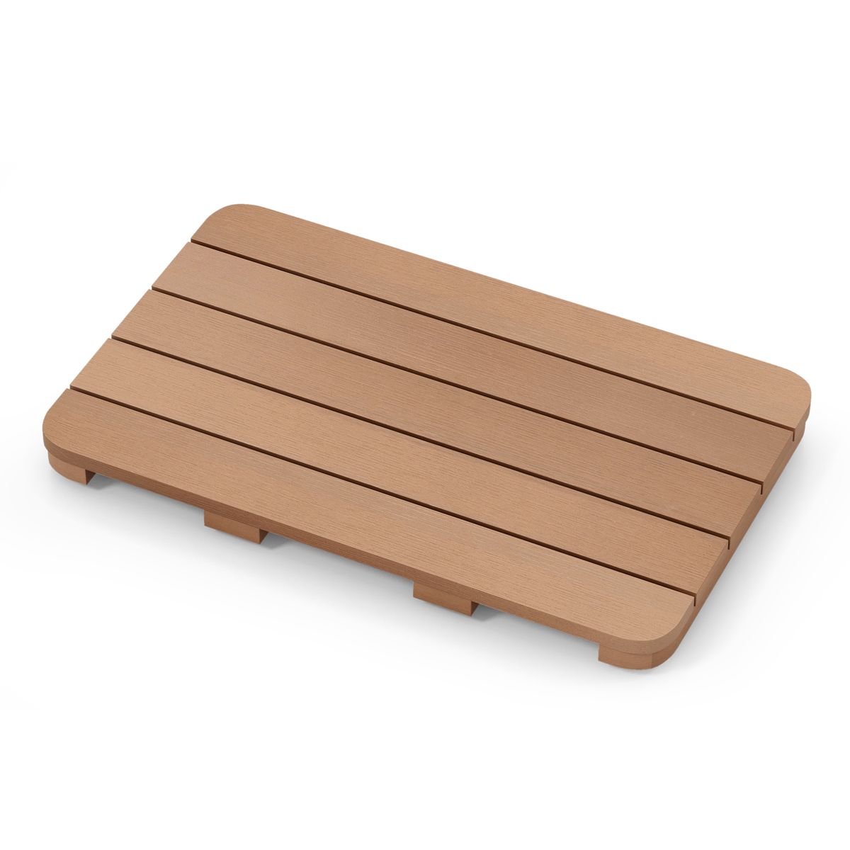 Waterproof HIPS Shower Mat with Non-Slip Foot Pads - Bath Mat-Brown