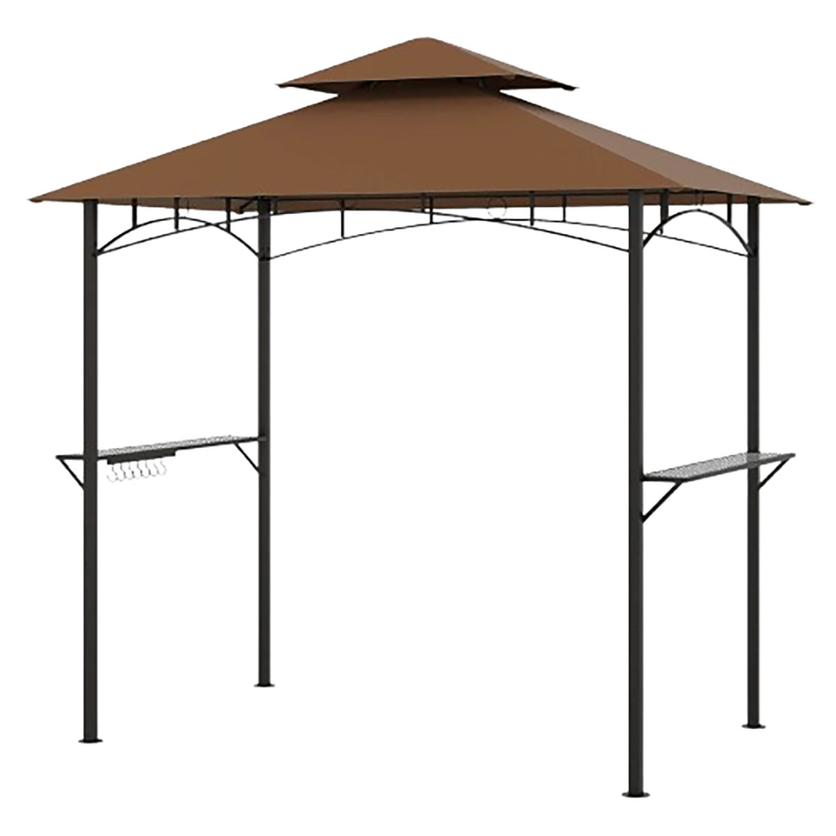 Outdoor Double-Tiered 8 x 5-Foot Grill Gazebo Canopy - Grill Gazebo-Brown