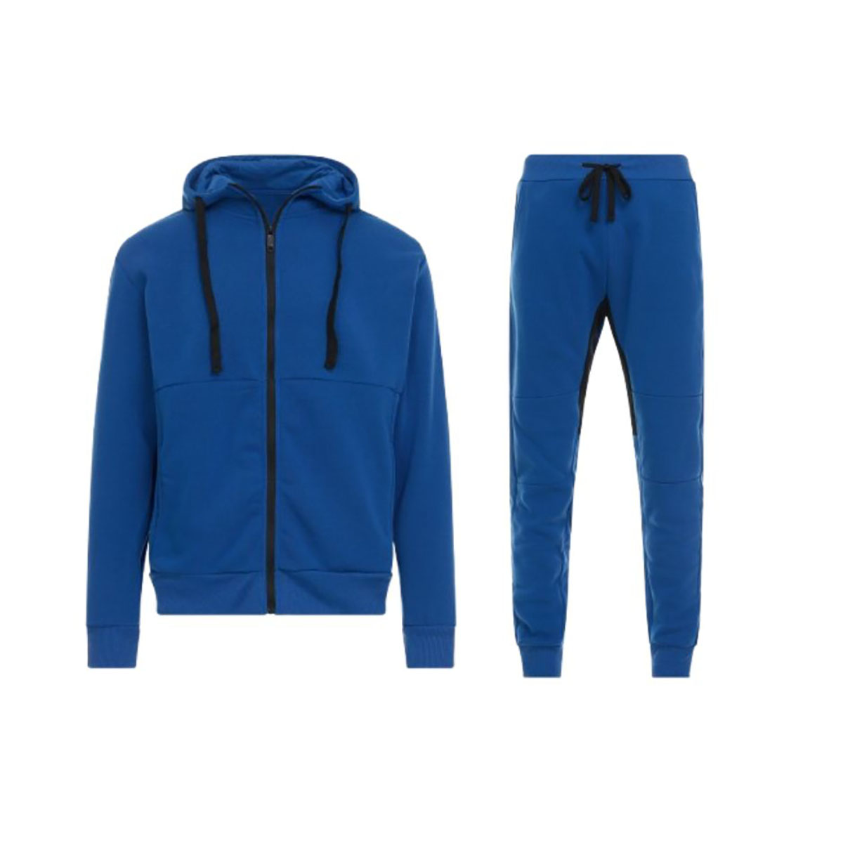 Men's Tech Fleece-Lined Full-Zip Hoodie and Jogger Activewear Set - Royal Blue/ Small