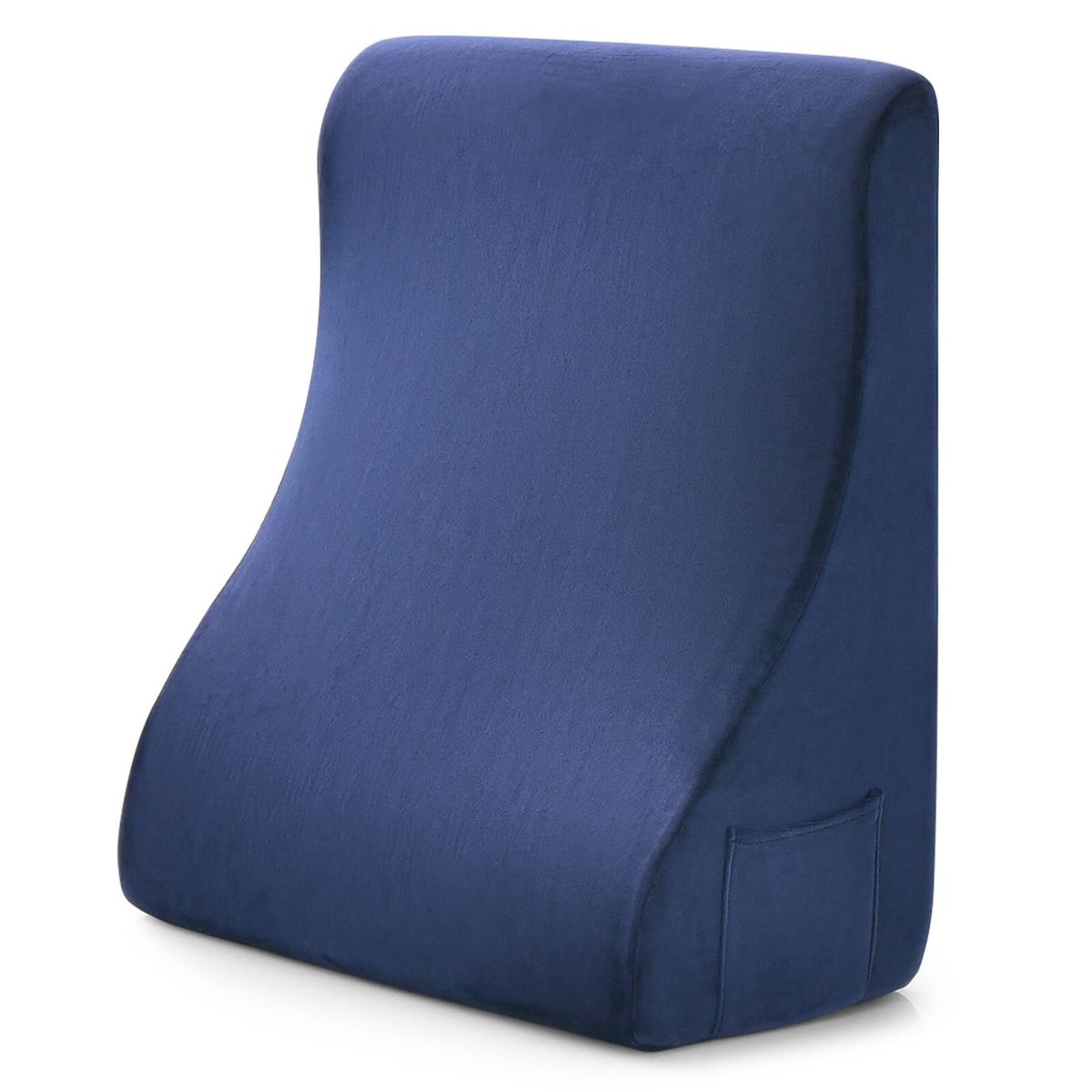 Bed Wedge Pillow with Side Pockets - Bed Wedge Pillow-Navy