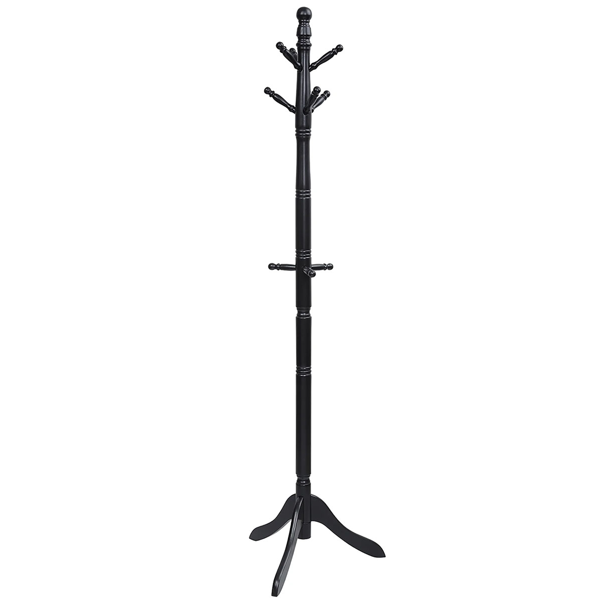 Height-Adjustable Entryway Coat Stand with 9 Hooks - Coat Rack Black
