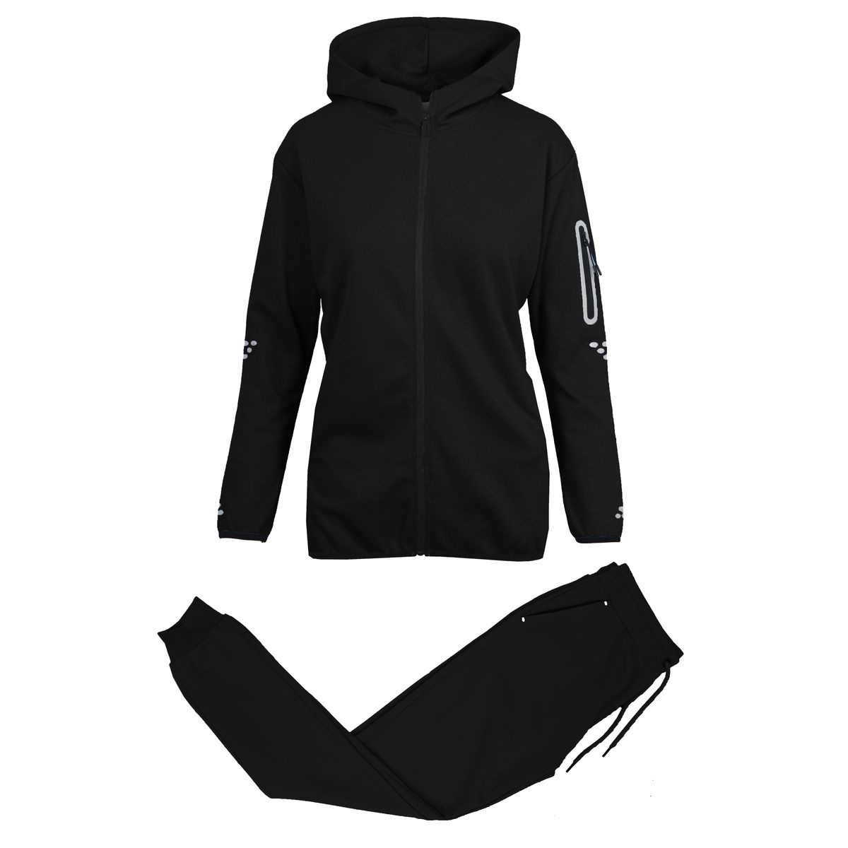 Women’s Fleece Zippered Hoodie and Jogger Set - Small - Black