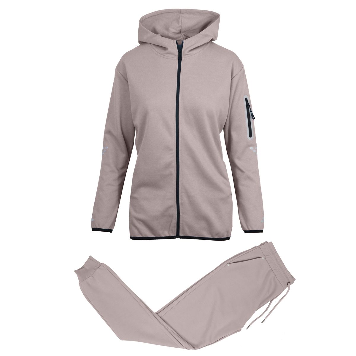 Women’s Fleece Zippered Hoodie and Jogger Set - Medium - Pastel Pink