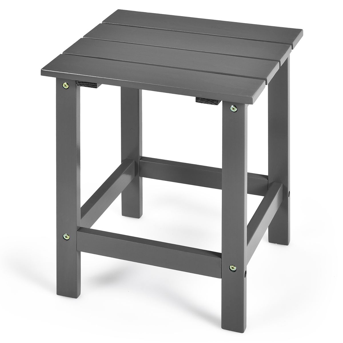 15-Inch Patio Wooden Slat End Side Coffee Table - Patio 15" End Side-Gray