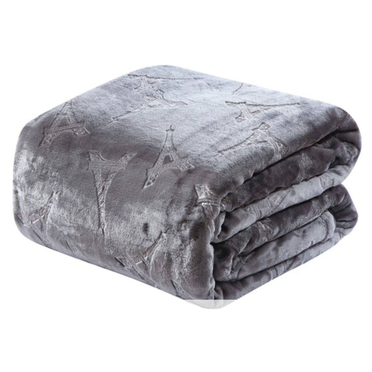 Large Cozy Throw Blanket (2-Pack) - Eiffel Tower - Grey