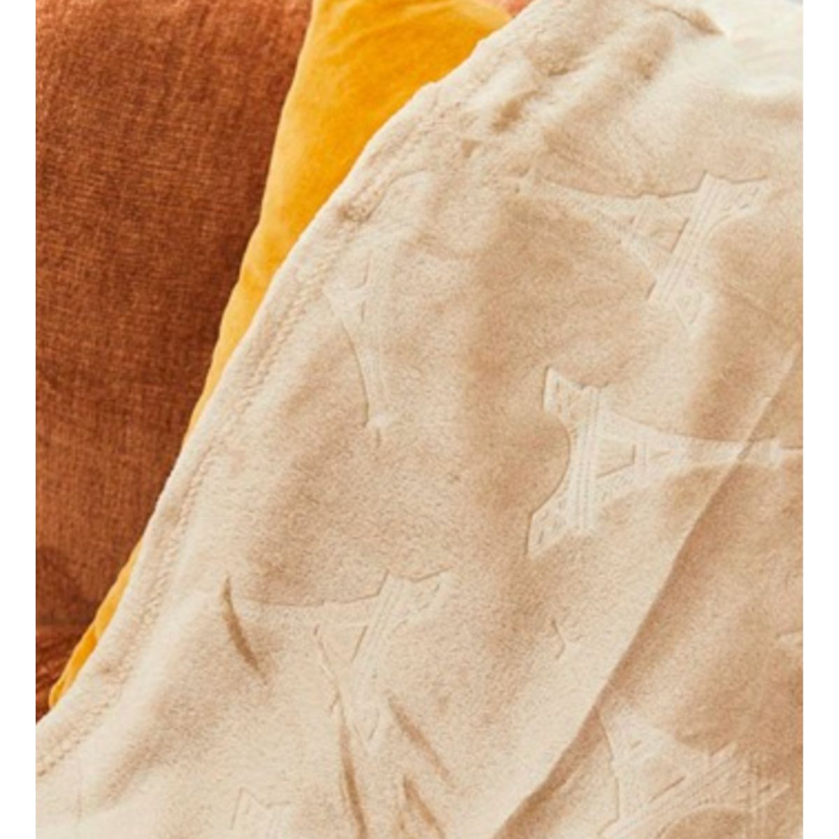 Large Cozy Throw Blanket (2-Pack) - Eiffel Tower - Taupe