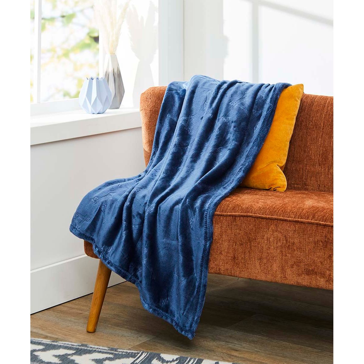 Large Cozy Throw Blanket (2-Pack) - Eiffel Tower - Oxford Blue