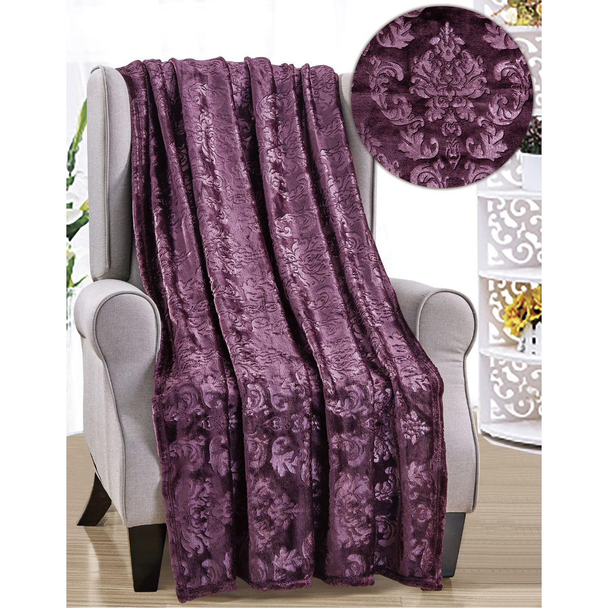 Large Cozy Throw Blanket (2-Pack) - Versailles - Plum