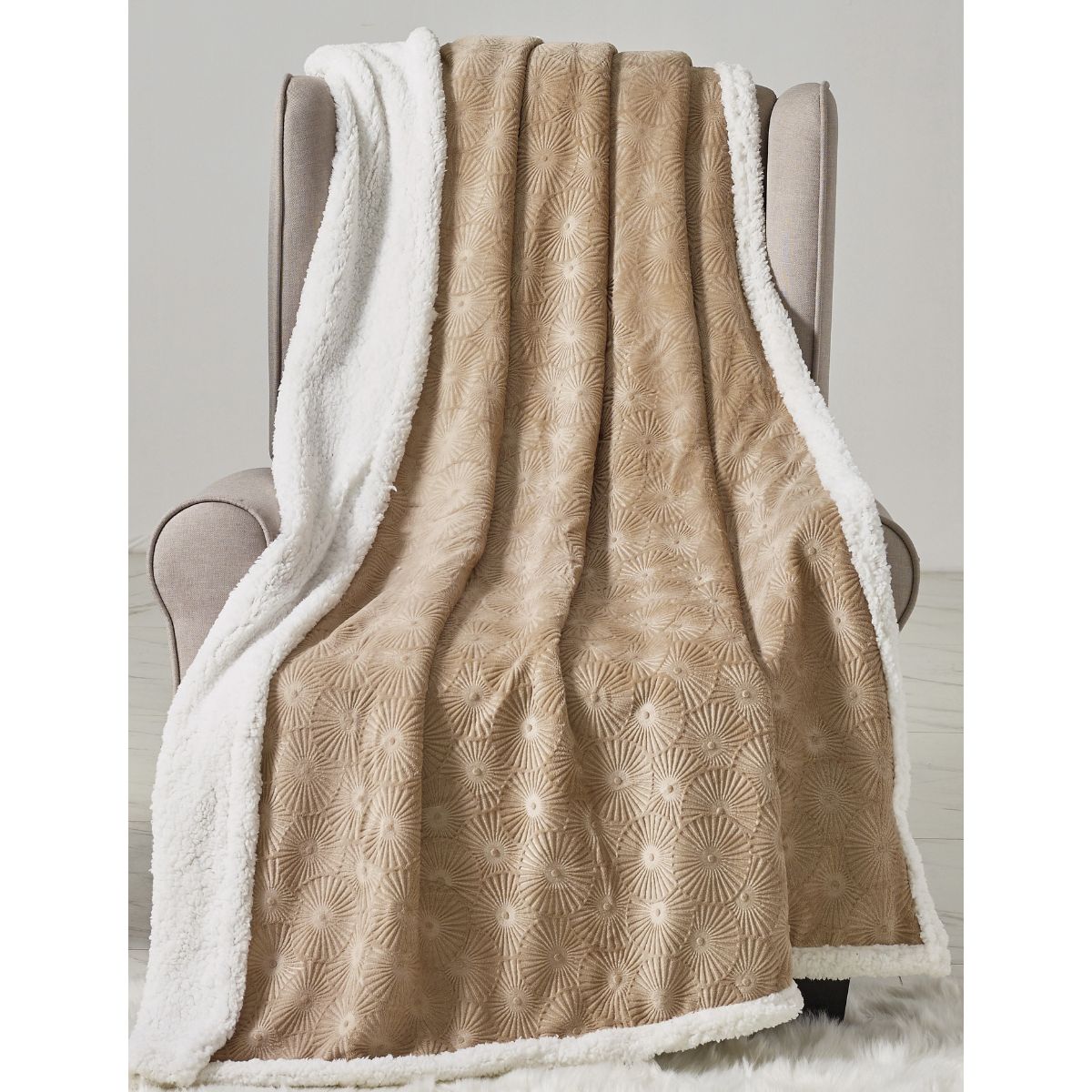 Large Cozy Throw Blanket (2-Pack) - Louvre Sherpa - Beige