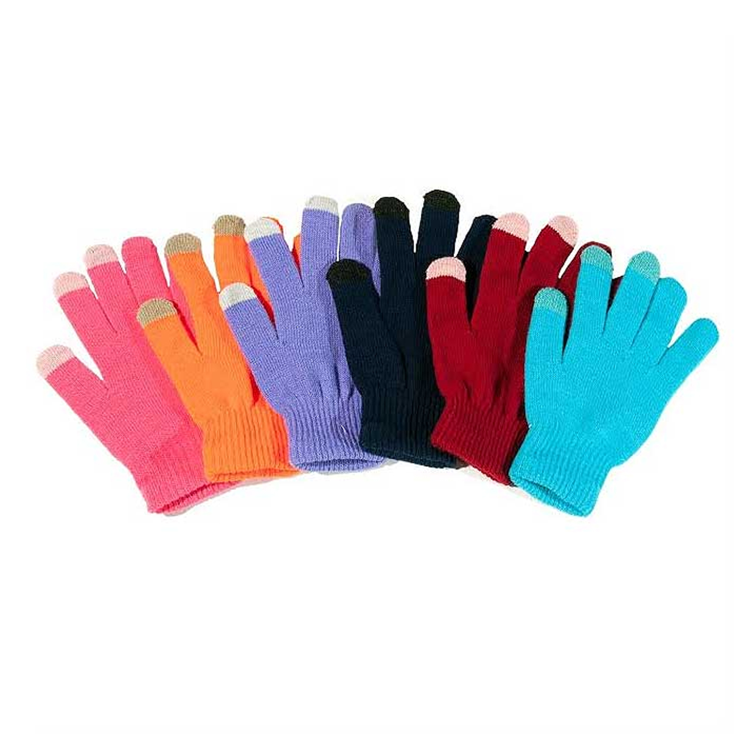 Unisex Ultra-Soft Touchscreen Gloves (6-Pair) - Dark Colors