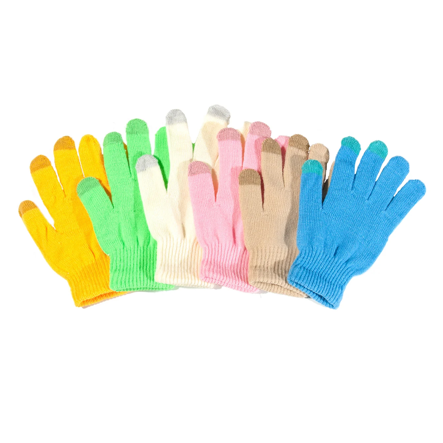 Unisex Ultra-Soft Touchscreen Gloves (6-Pair) - Light Colors