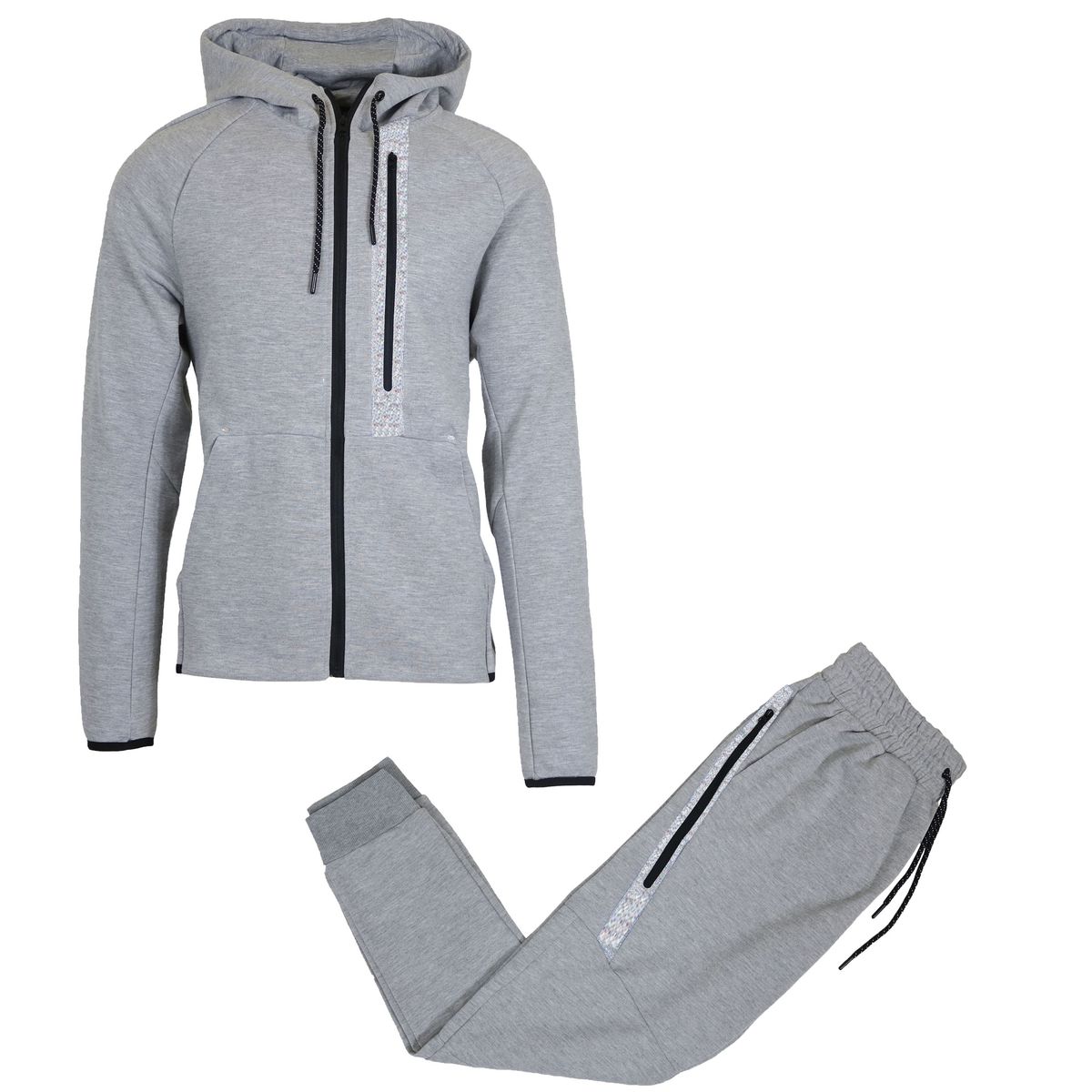 Men's Full-Zip Tech Fleece Hoodie and Jogger Set with Reflective Trim - GBT24-4934 - HG - 3XL