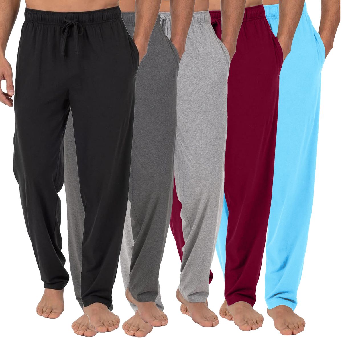 Men's Classic Lounge Pants (5-Pack) - G/MLPJ-700 - BK-CH-BG-HG-BL-S