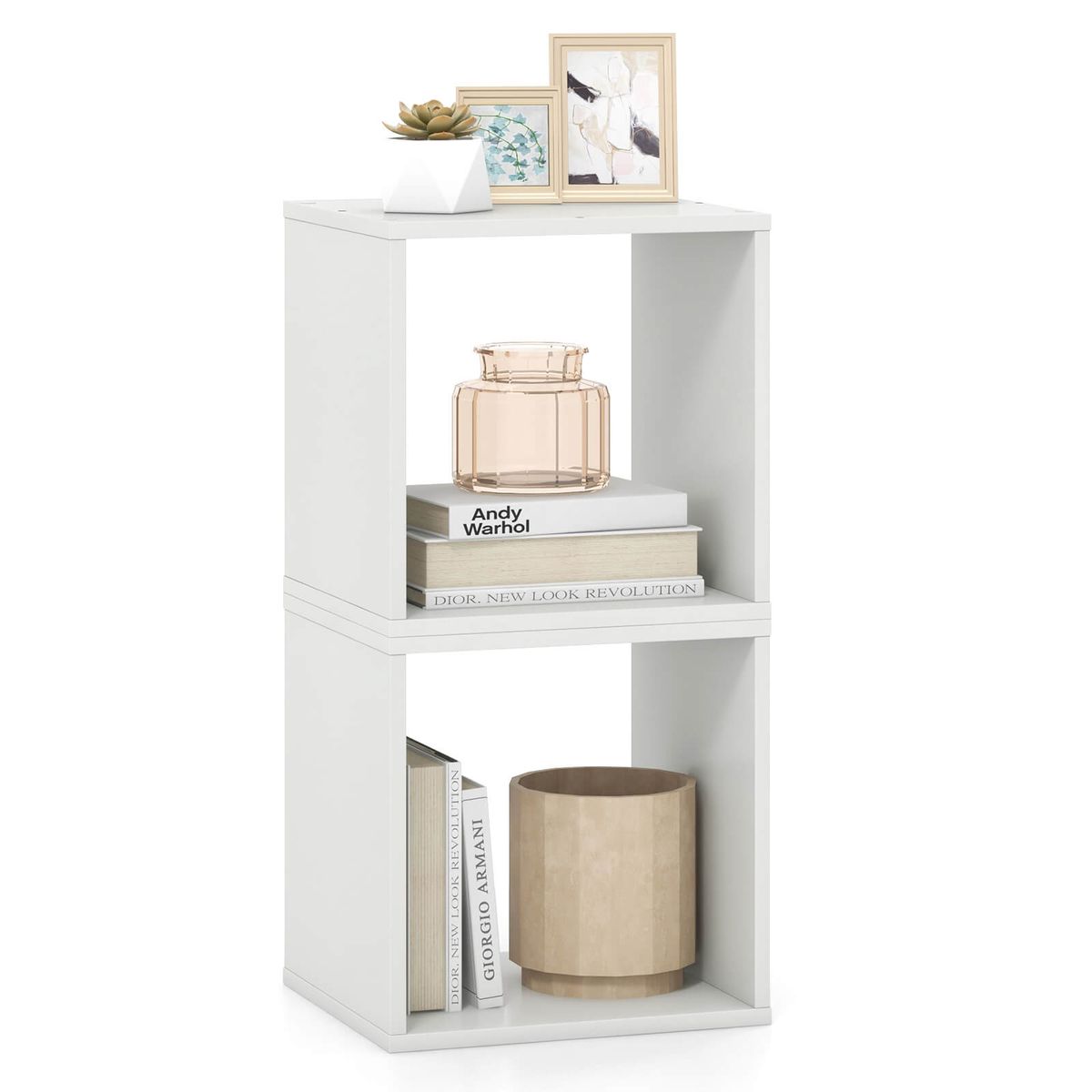 Photos - Wardrobe Costway Stackable Storage Cube Free-standing Storage Organizer  - White HCST00263 (2-Pack)