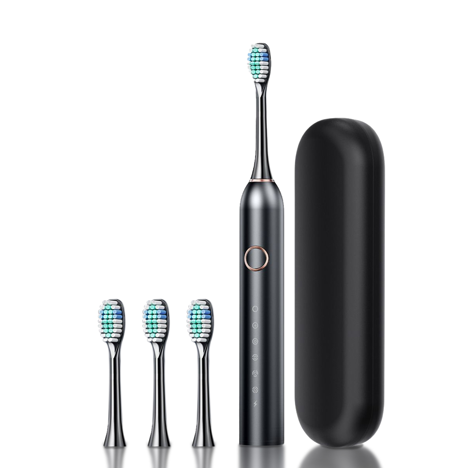 Electric Toothbrush With 4 Brush Heads - Black