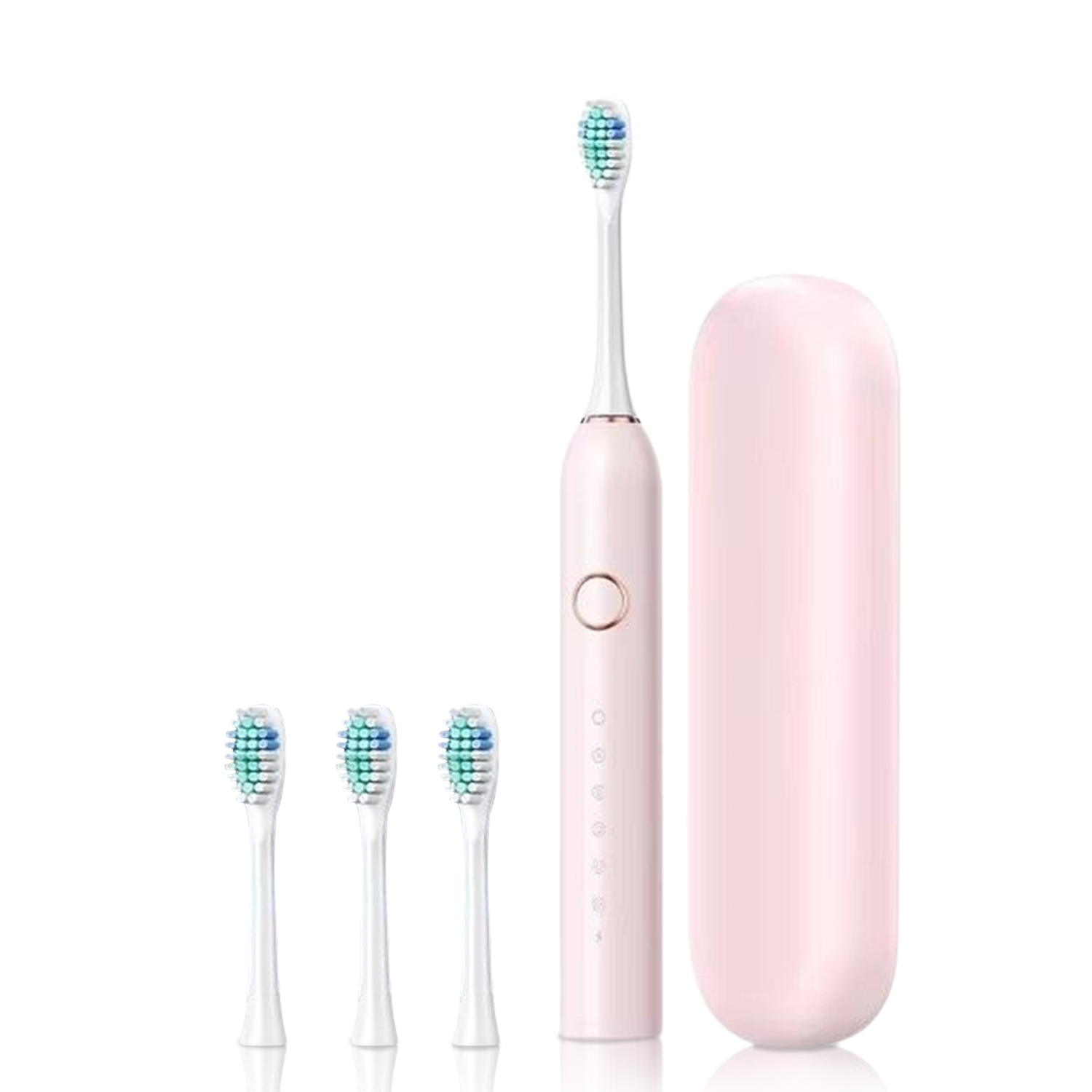 Electric Toothbrush With 4 Brush Heads - Pink