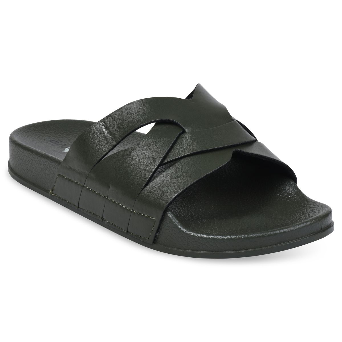 GaaHuu Women's Footbed Pool Slide Sandals - Olive Braided Medium 7-8