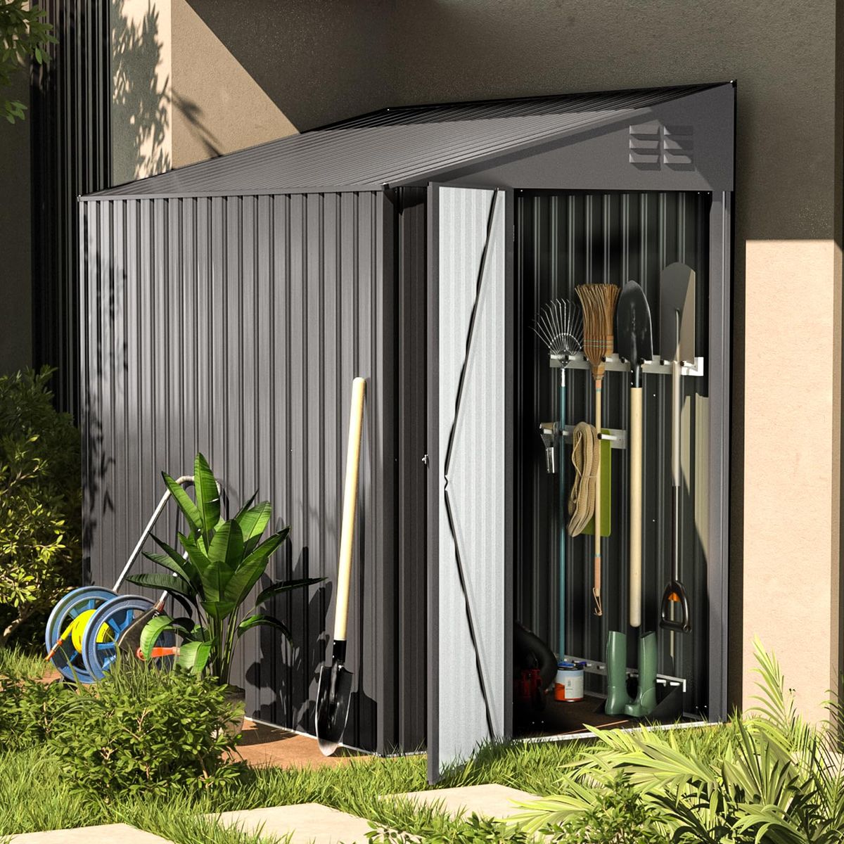 42 x 7 Small Metal Wall LeanTo Storage Cabinet  16233DGUG01