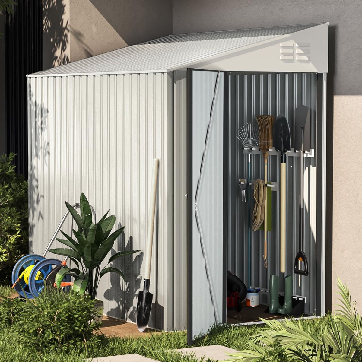 42 x 7 Small Metal Wall LeanTo Storage Cabinet  16233WHUG01