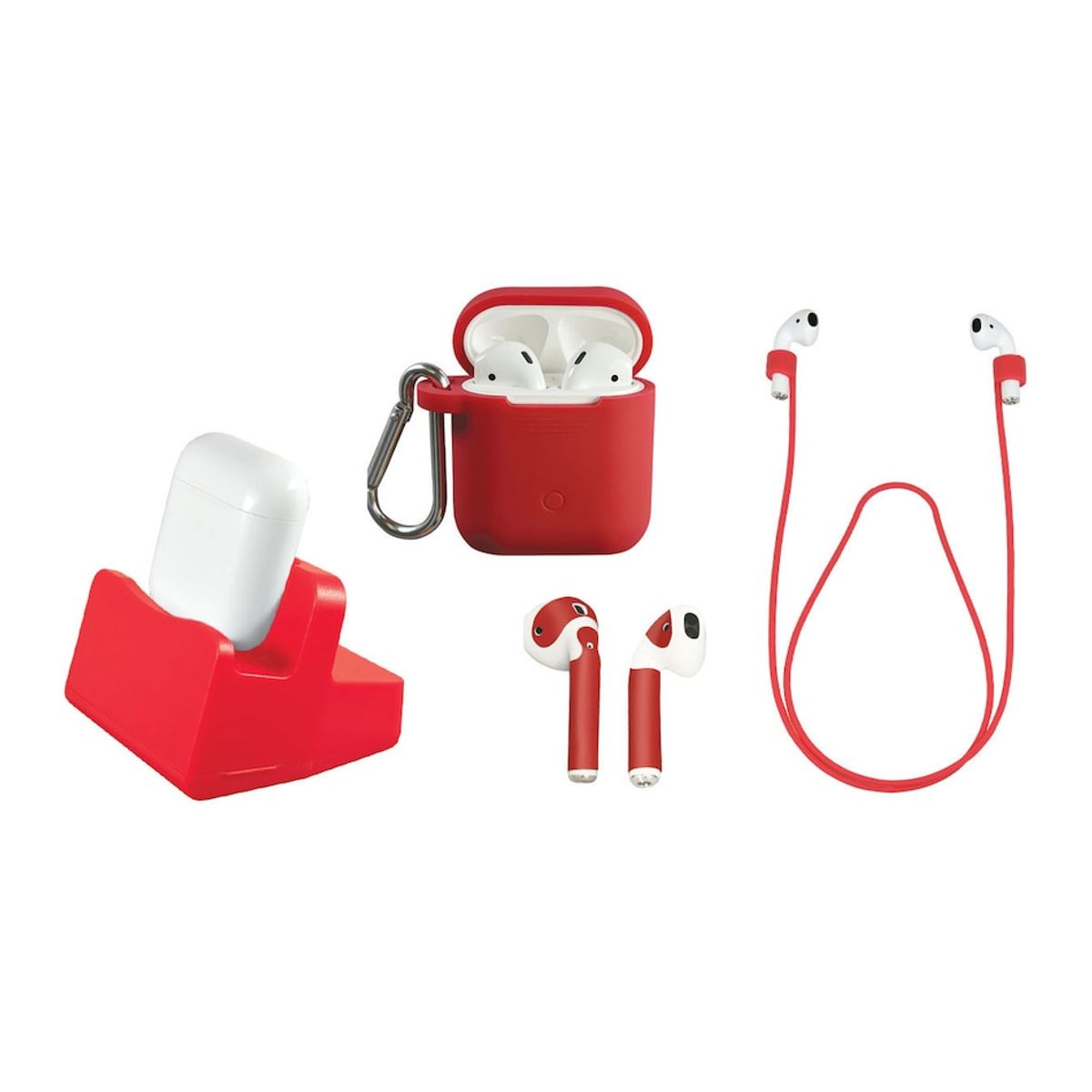 Digital Basics Master Kit for Apple AirPods 1 2 4Piece 4Piece Master Kit for Airpods Red