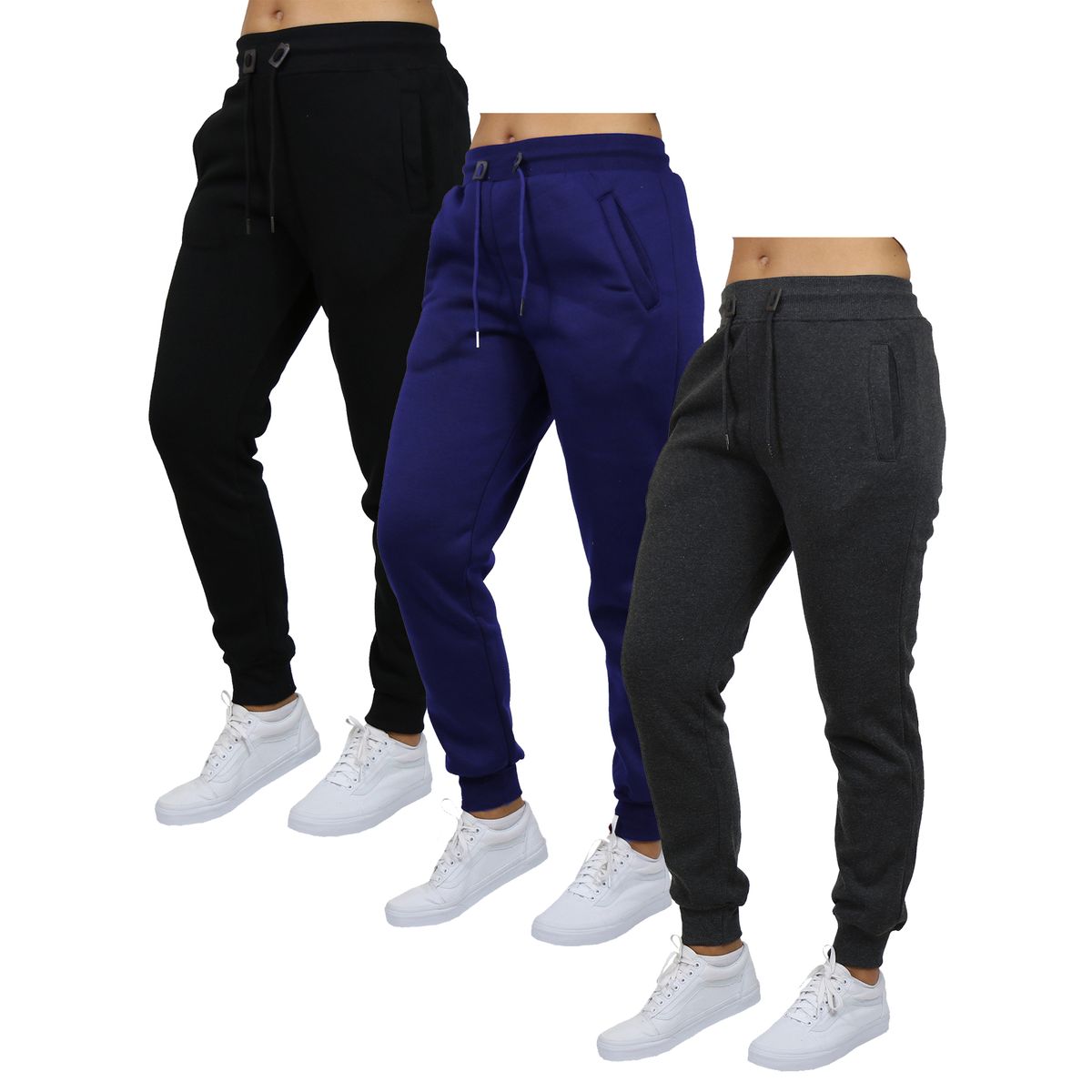 Women's Heavyweight Oversized Loose-Fit Fleece Jogger Sweatpants (3-Pack) - JWH/WFP-400-BNC - S