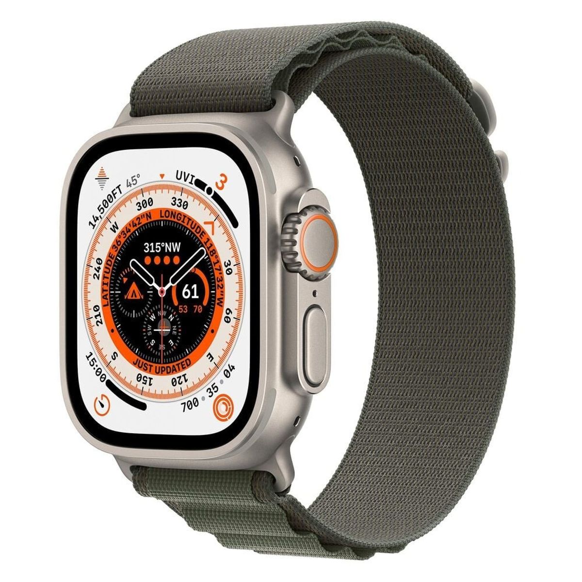 Apple Watch GPS  LTE 49MM Titanium Case  Large Green Alpine Loop