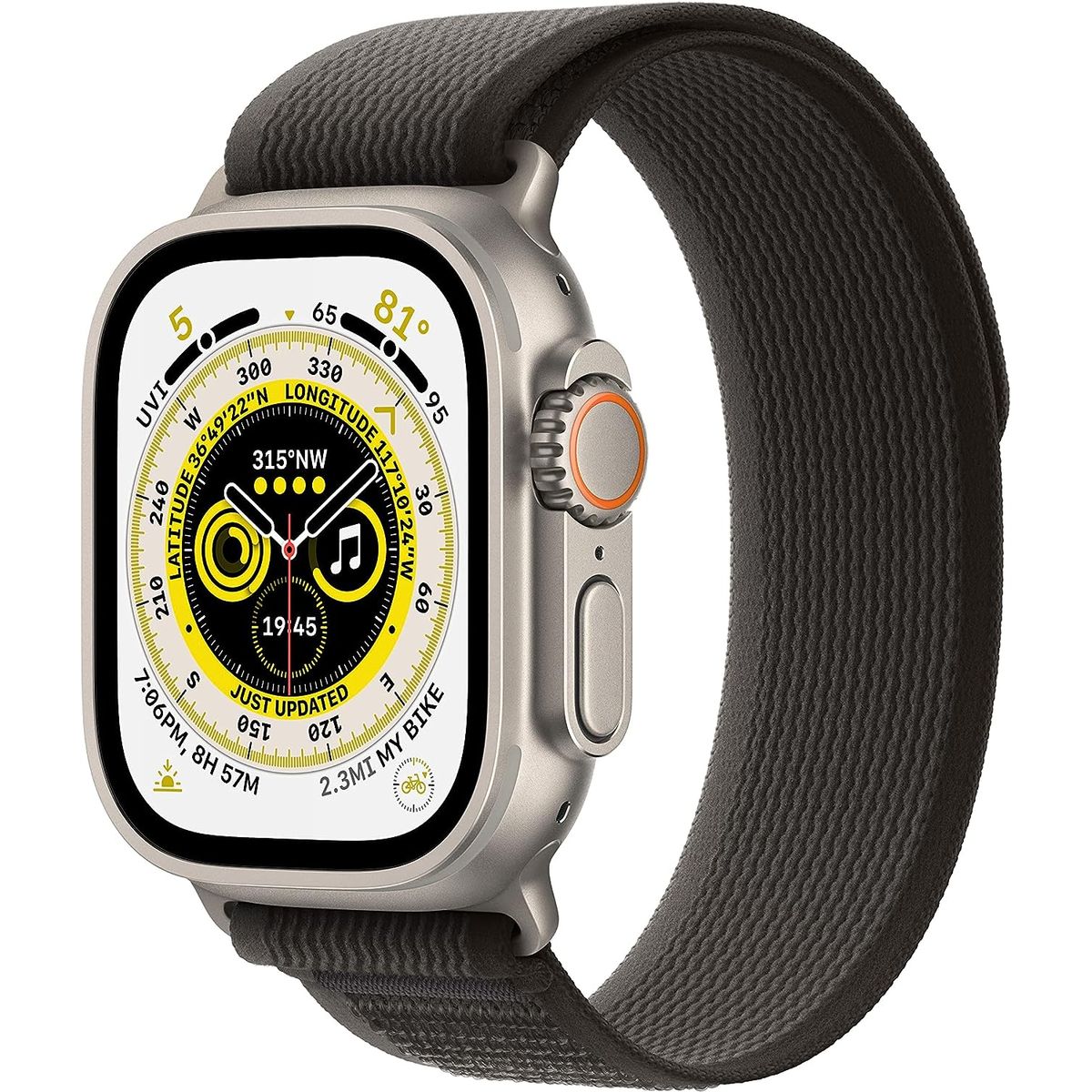 Apple Watch (GPS + LTE) 49MM Titanium Case - Black/Gray Trail Loop M/L