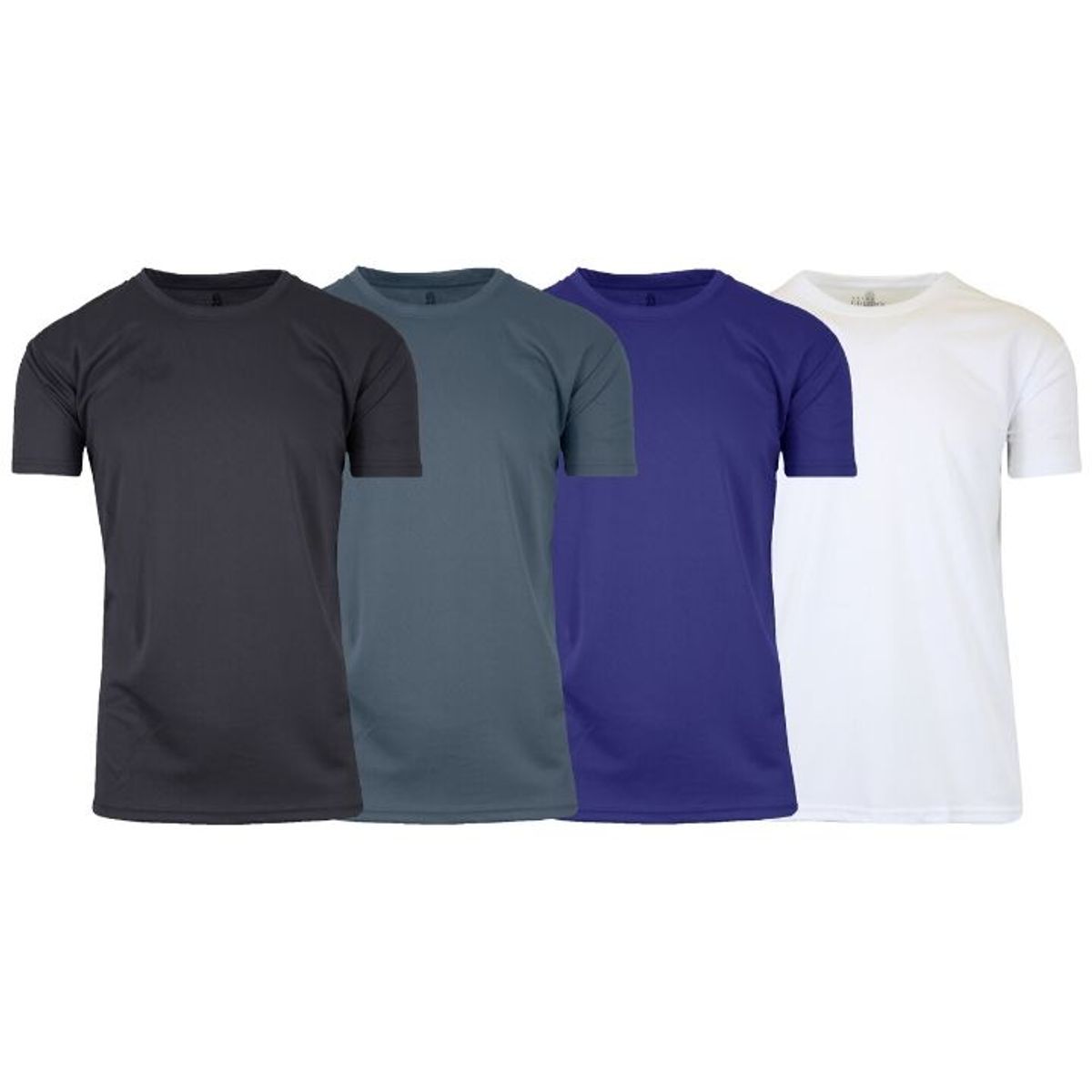 Men's Moisture-Wicking Wrinkle-Free Performance Tee (3 to 5-Pack) - Black & Charcoal & Navy & White - 2XL