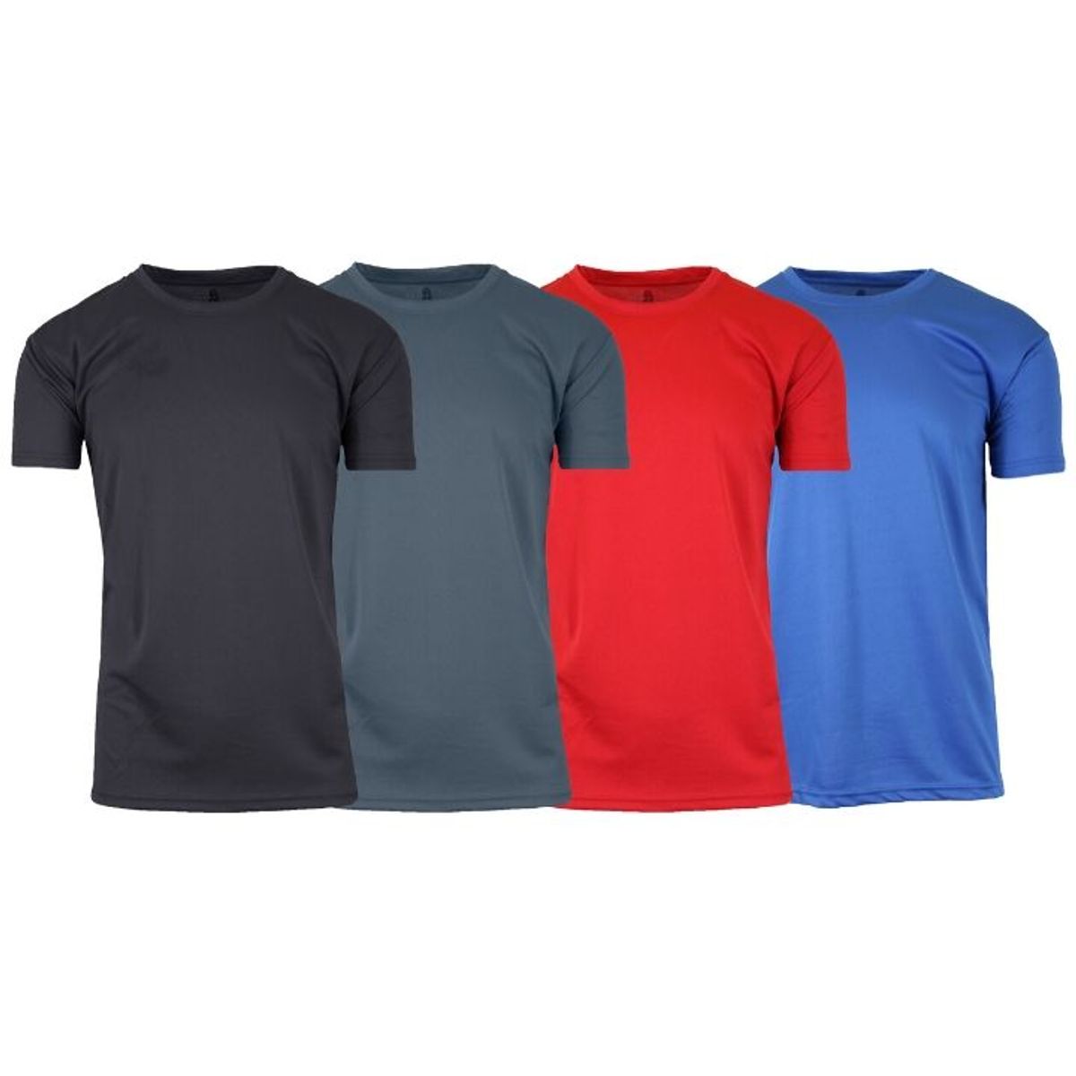 Men's Moisture-Wicking Wrinkle-Free Performance Tee (3 to 5-Pack) - Black & Charcoal & Red & Medium Blue - XL