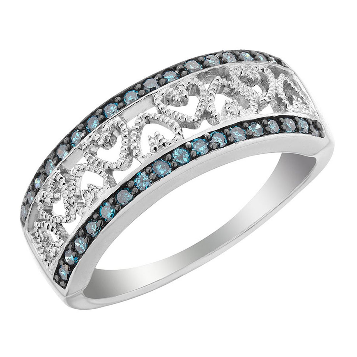 Photos - Ring Gem & Harmony 1/4 Carat Blue Diamond Heart  in Sterling Silver -  size: 7 68HEG0020925-7