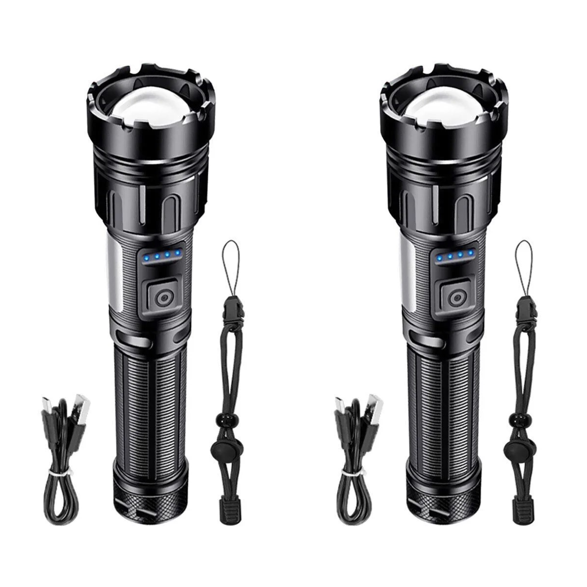 Rechargeable 990,000-Lumen LED Flashlight (1 or 2-Pack) - Rechargeable High Lumens LED Flashlight
