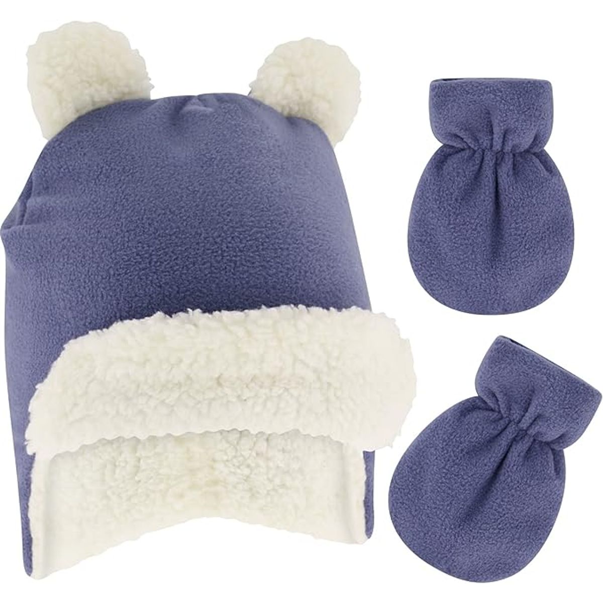 Rising Star Infant Fleece Scandi Hat with Matching Mittens Set - Baby boy Navy Hat and Mittens 0-6 M