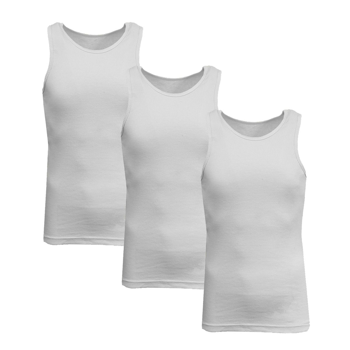Men's Heavyweight Ribbed Tank Top (3-Pack) - MTT-1000 - WH-WH-WH - L