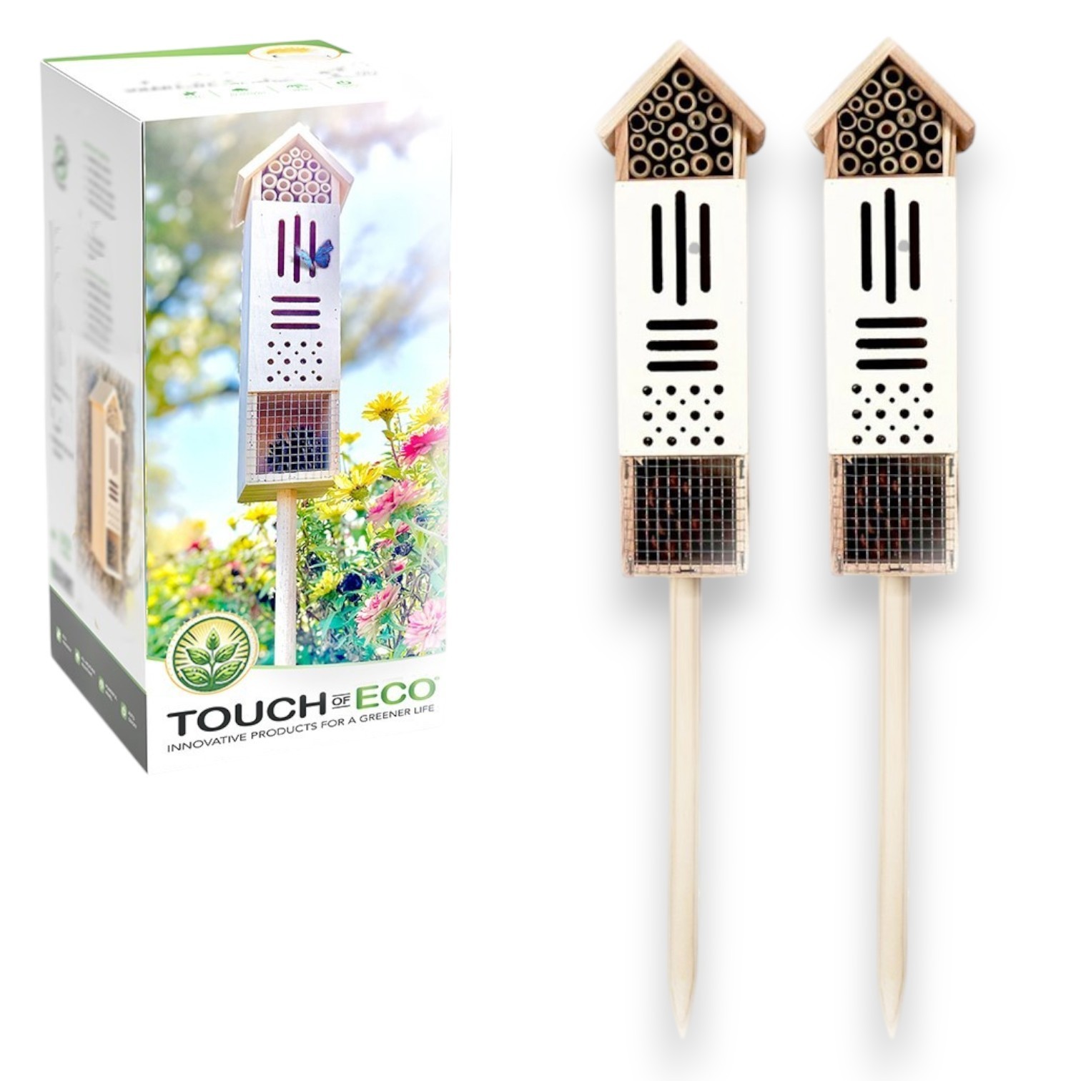 Bee & Butterfly Wooden Insect Home or Palace (1 or 2-Pack) - Pollination Palace 2 Pack