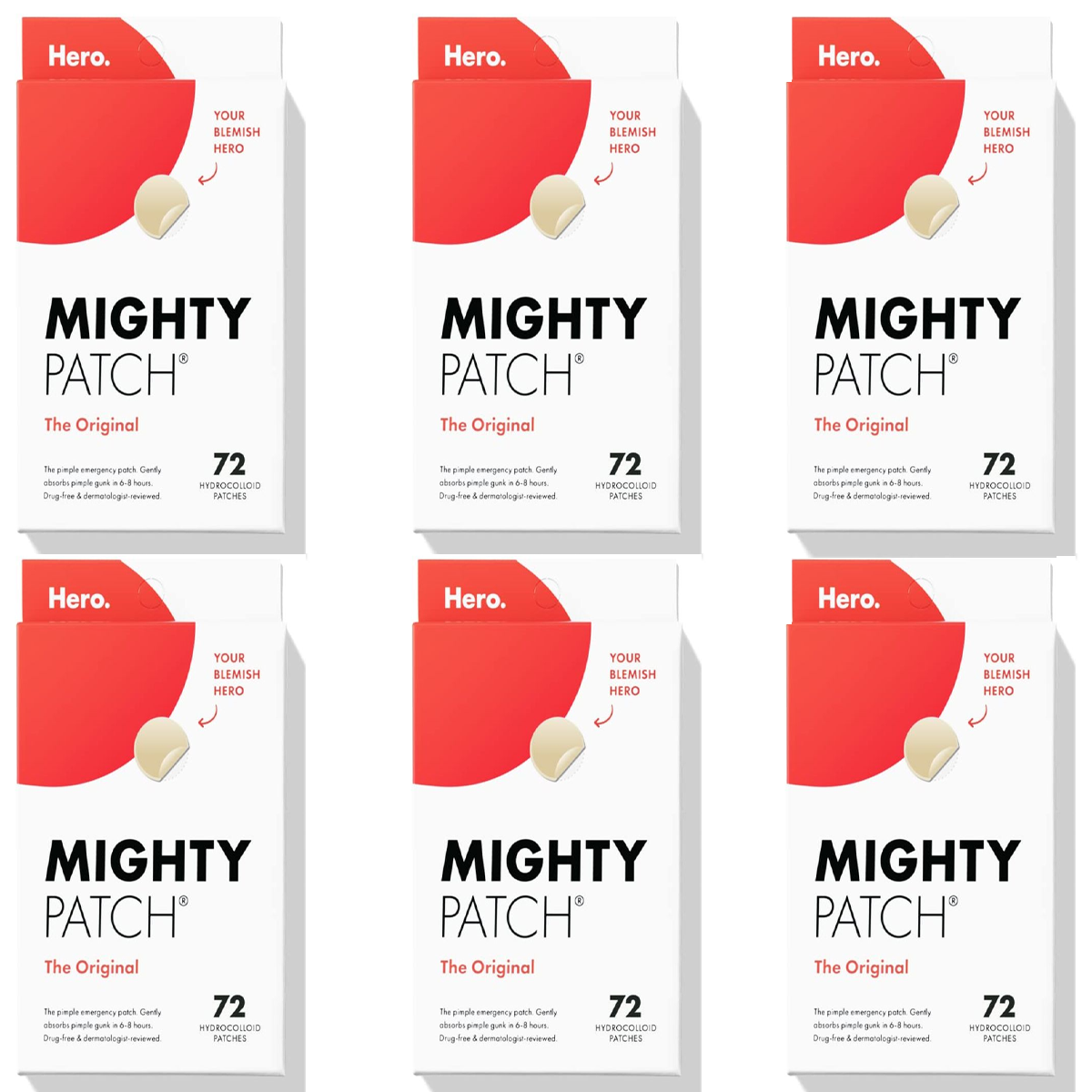 Mighty Patch Original by Hero Cosmetics 72 ct 1 to 6Pack  6 Pack