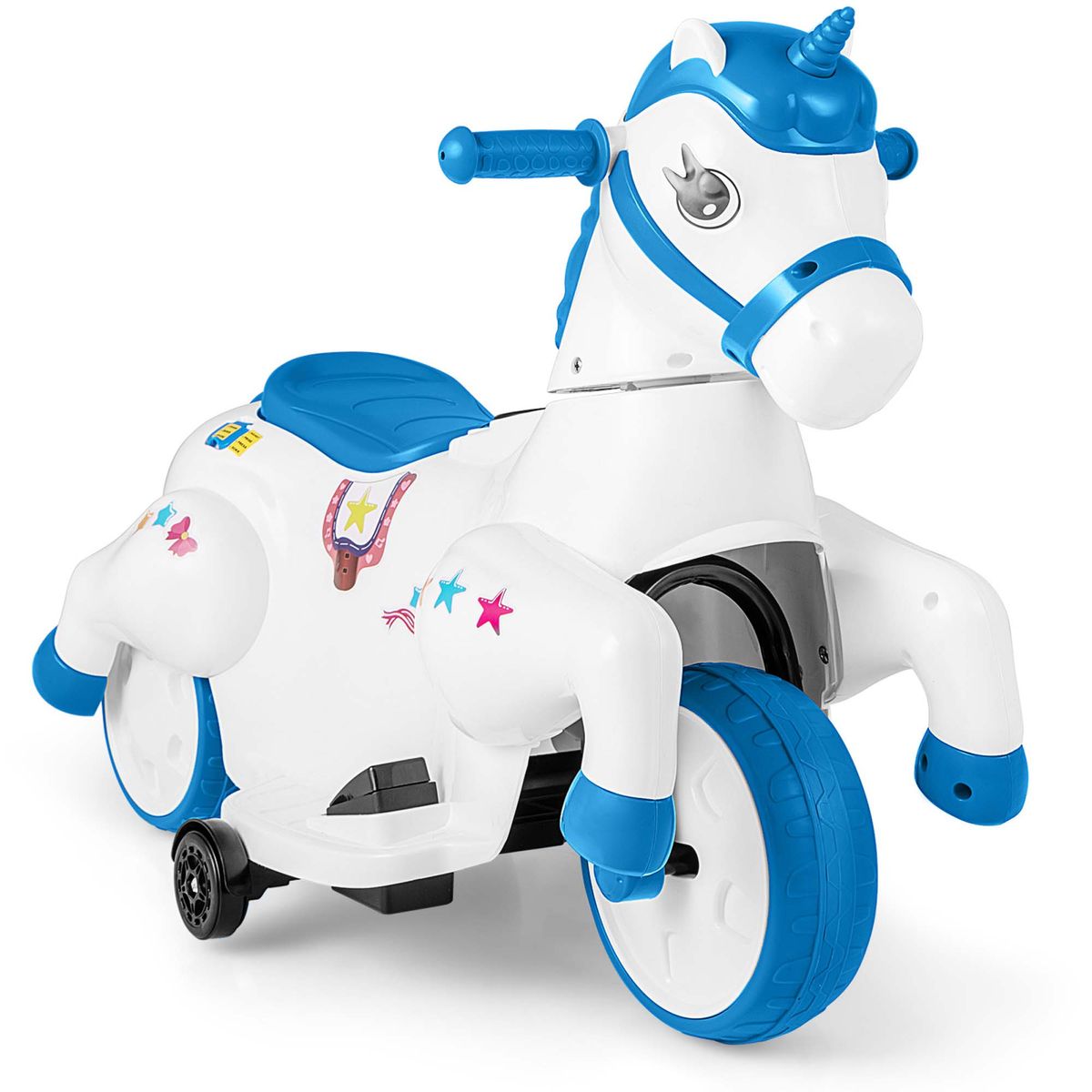 Kids' 12V Unicorn Ride-on Toy with Training Wheels - Unicorn Toy -Blue