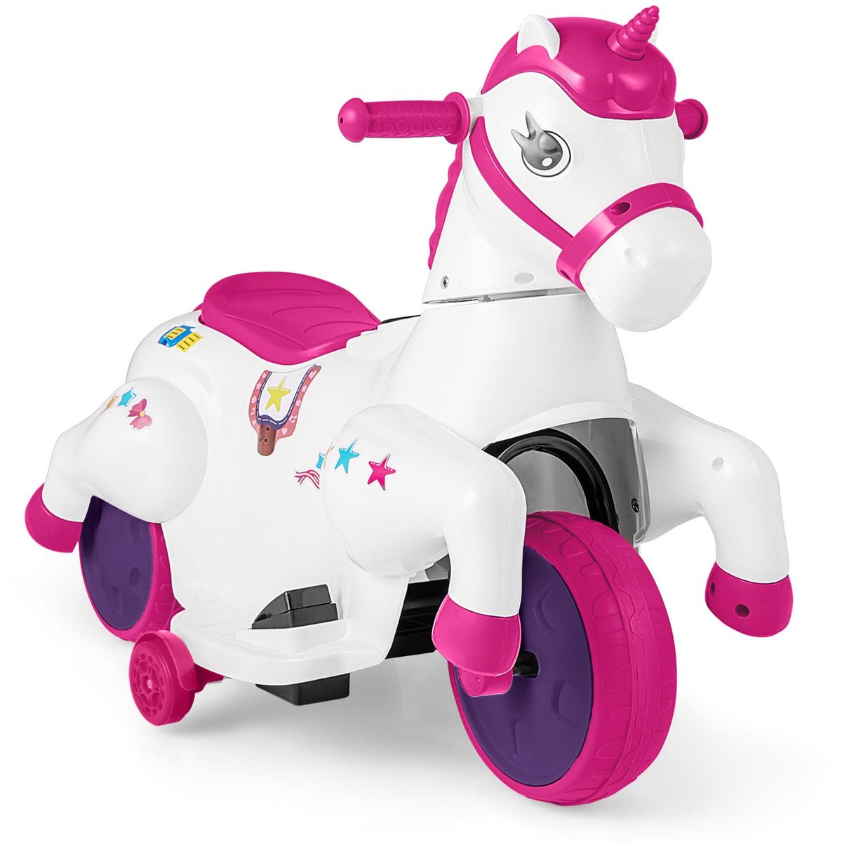 Kids' 12V Unicorn Ride-on Toy with Training Wheels - Unicorn Toy -Red