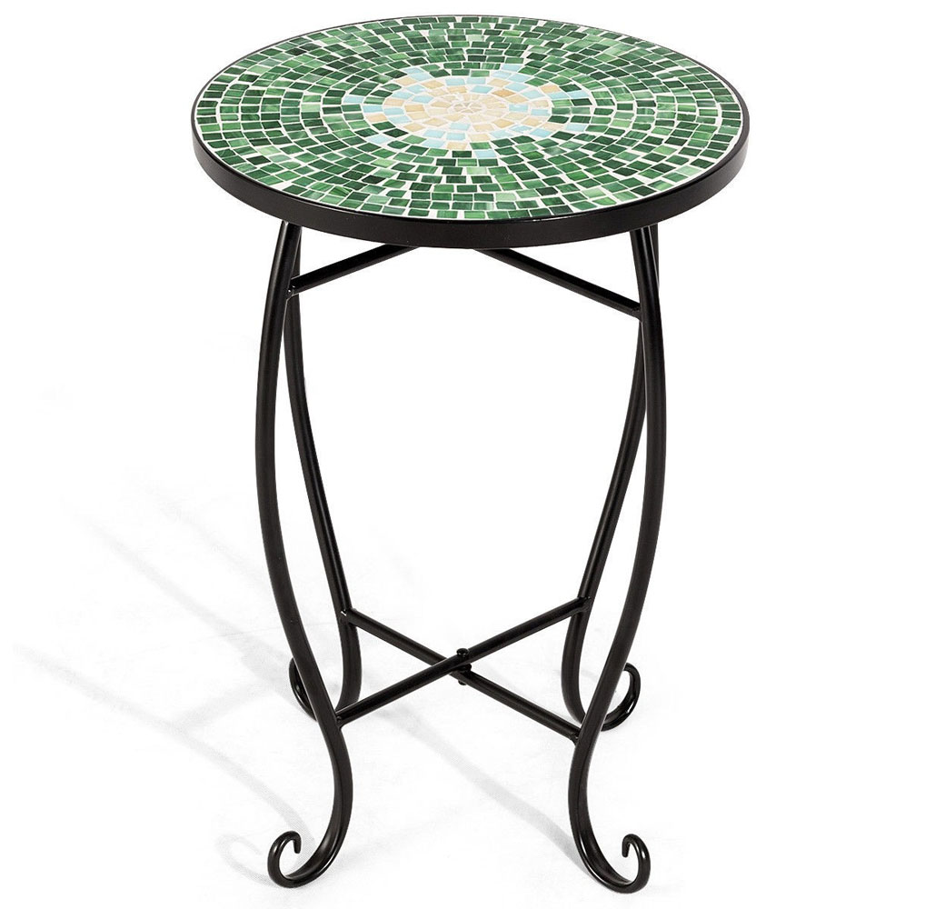 Mosaic IndoorOutdoor Accent Table  Green