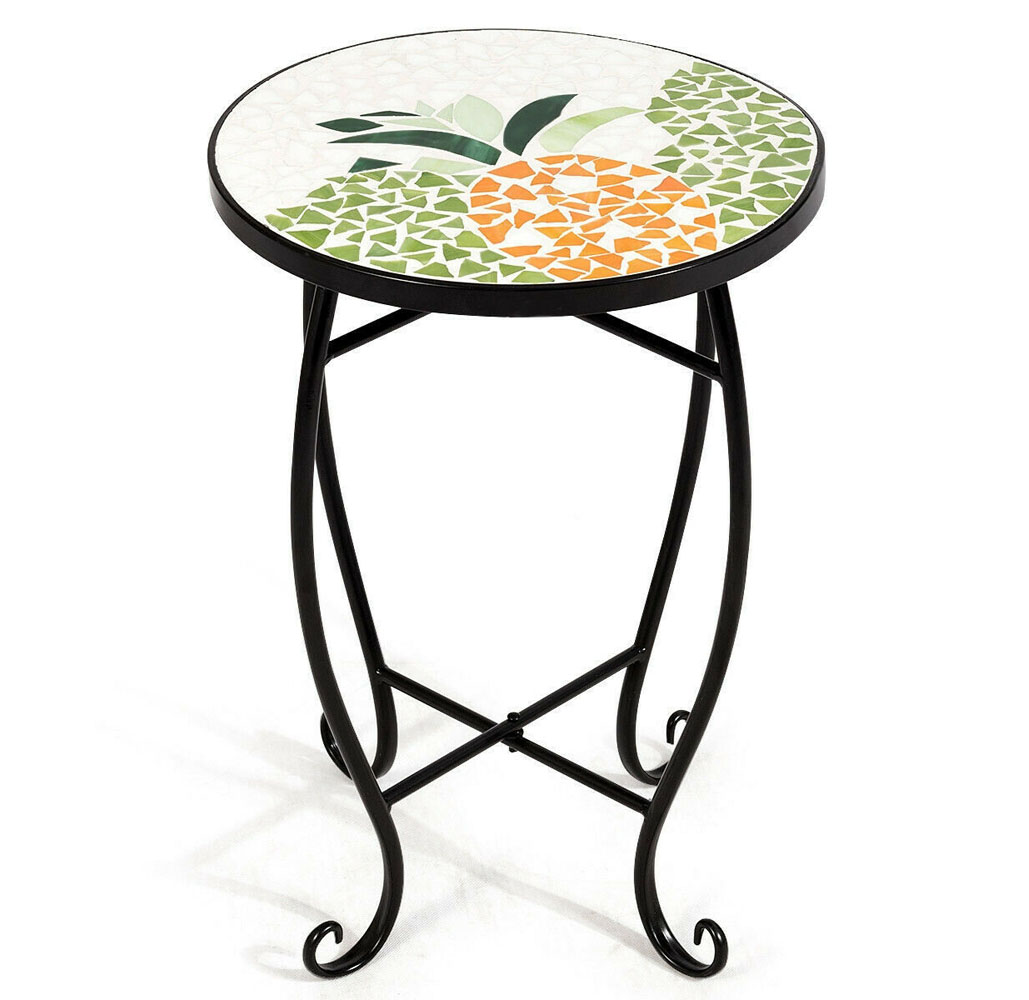 Mosaic IndoorOutdoor Accent Table  Yellow