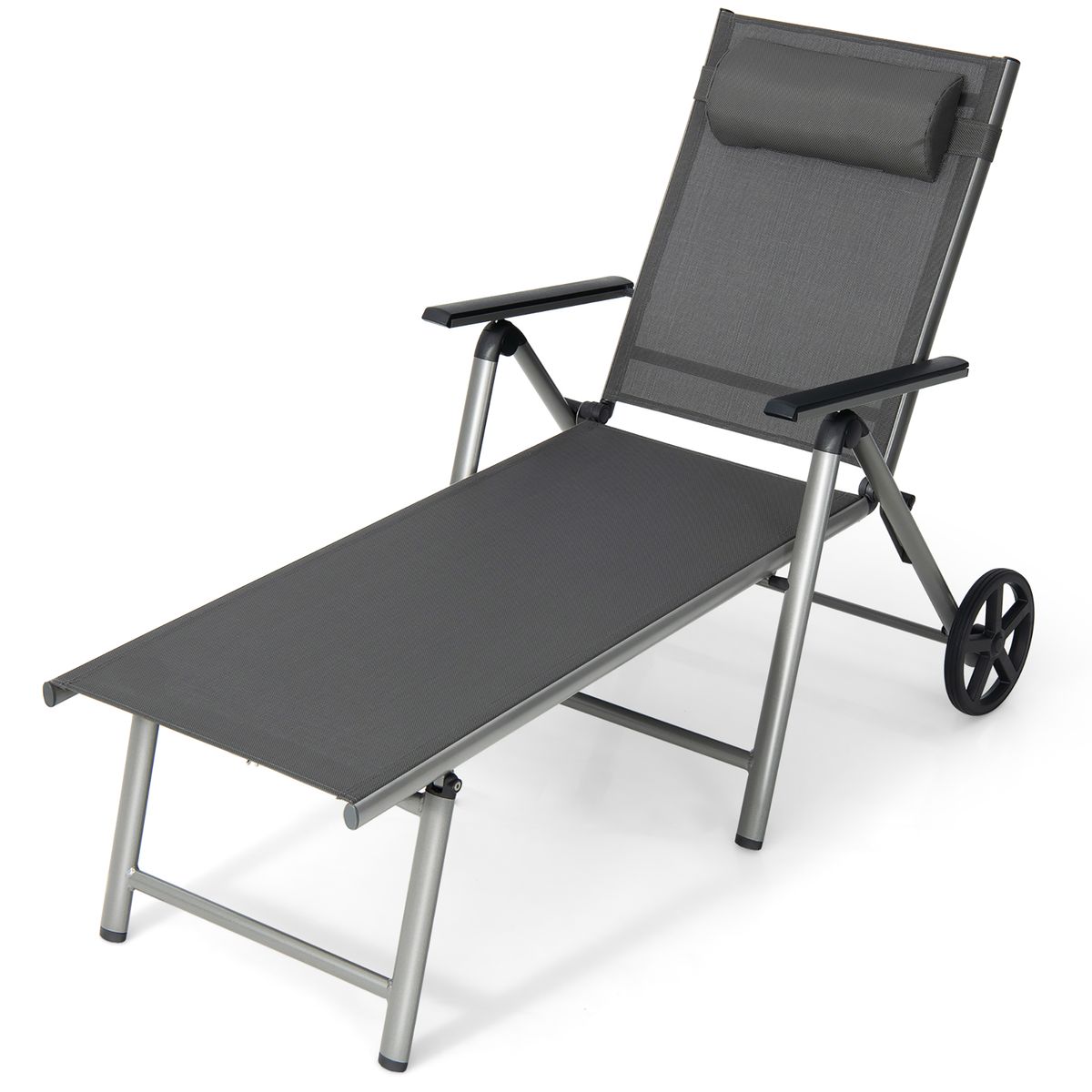 Aluminum Recliner Folding Chaise Lounge Chair (1 or 2-Pack) - 1 PCS Folding Chaise Lounge