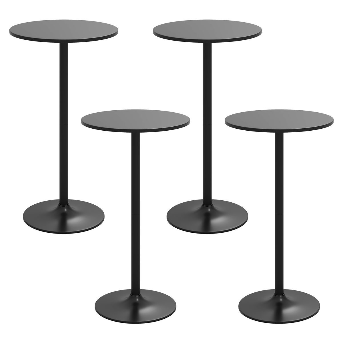 24-Inch Modern Round Cocktail Table with Metal Base (2 to 6-Pack) - Costway 4 PCS Round Pub Table