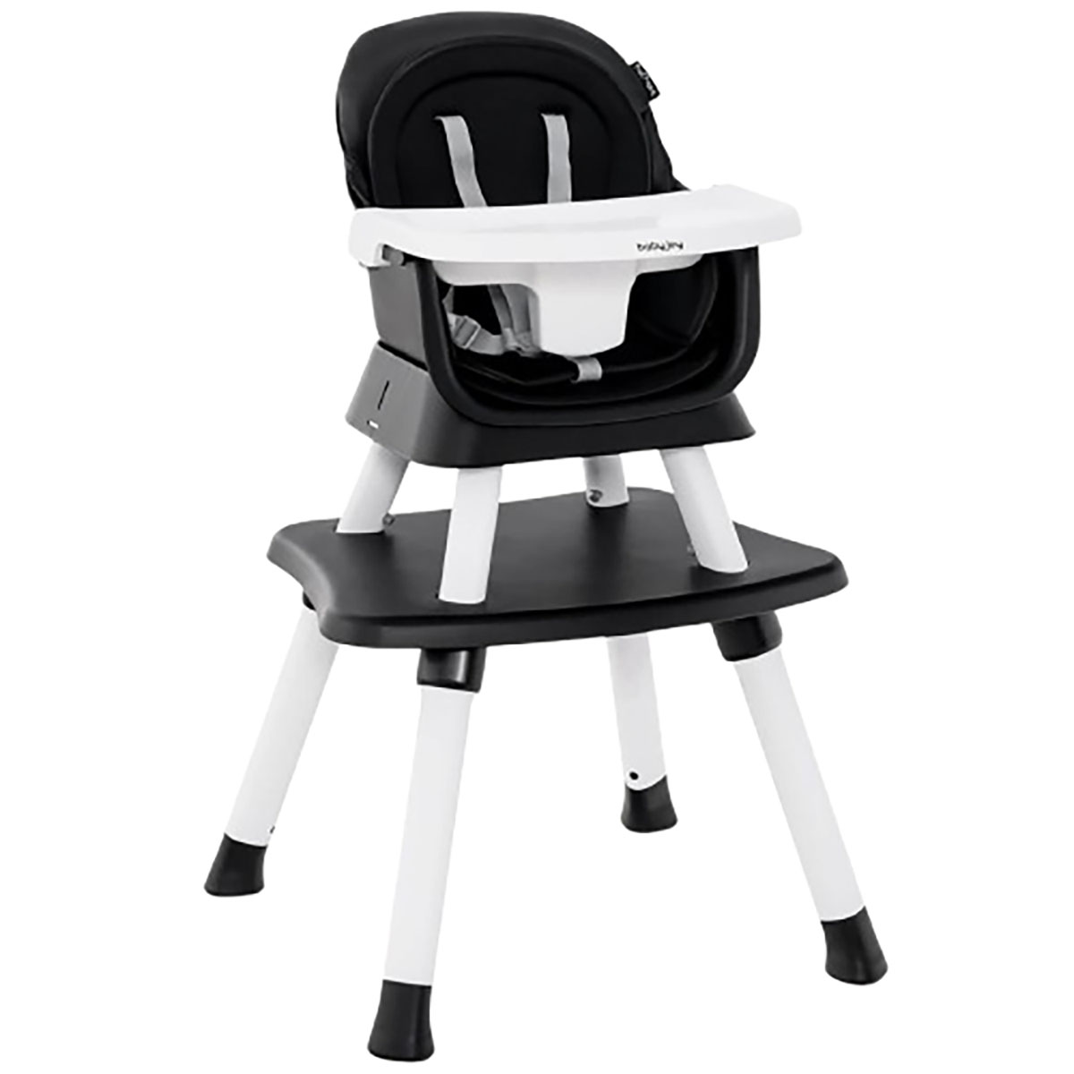 Convertible Baby High Chair with Adjustable Removable Tray (5 Colors) - Baby High Chair-Black