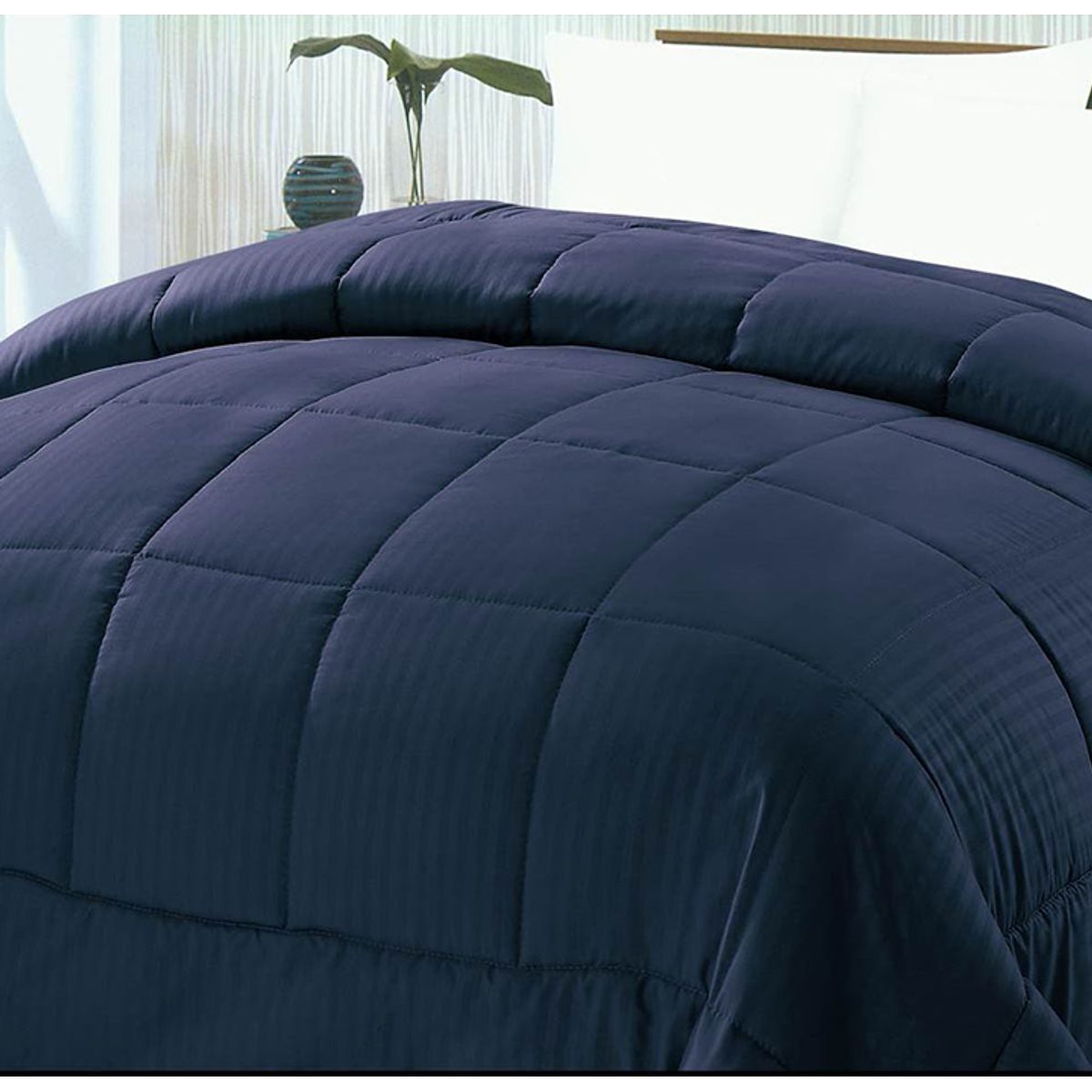 Stripe Embossed Down Alternative Comforter - King - Navy