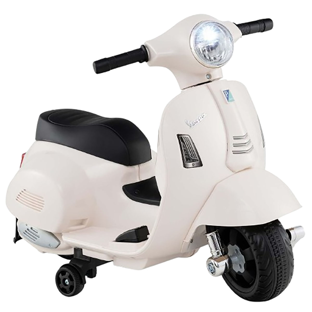 6V Kids' Ride-On Scooter with Training Wheels - Motorcycle-White